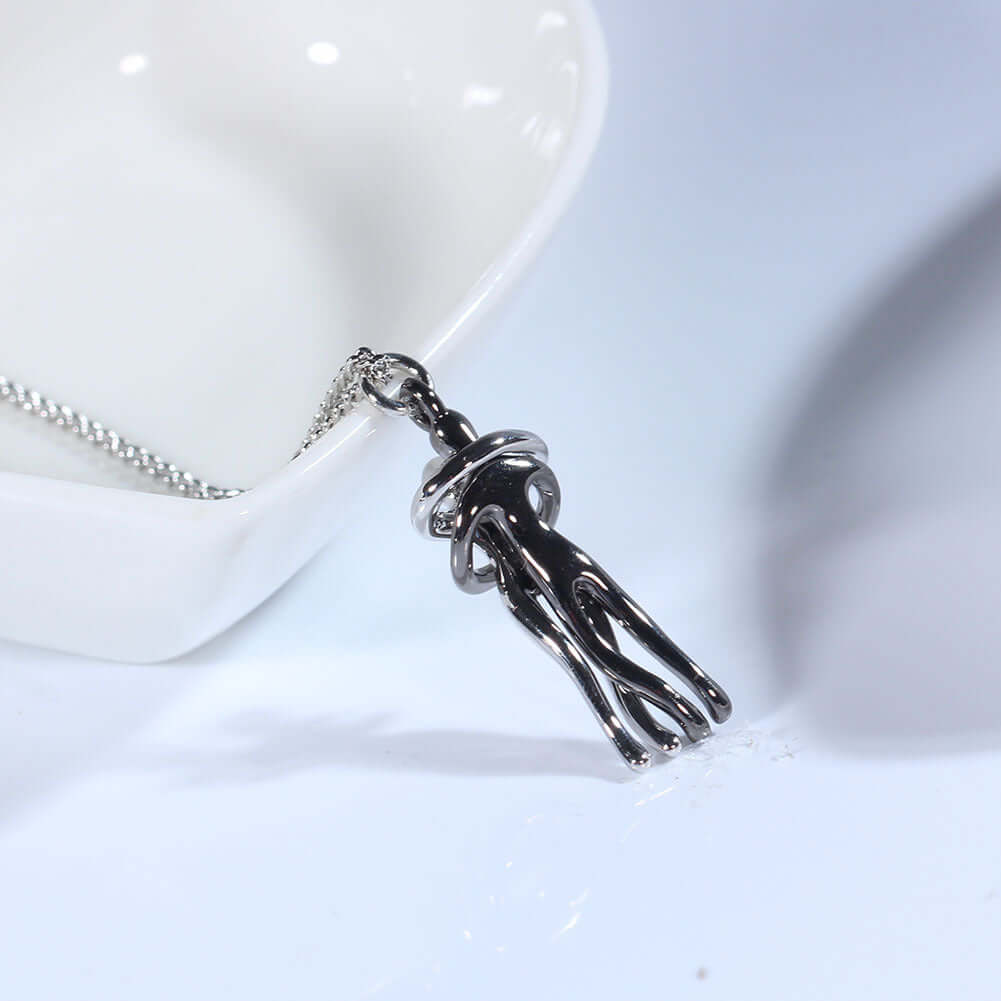 Romantic Couple Hugging Pendant Necklace - Sterling Silver Love Gift for Her/Him | Anniversary, Valentine's Day, Wedding Jewelry | JN9978