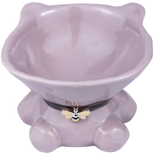 Purple Ceramic Cat Food Bowl