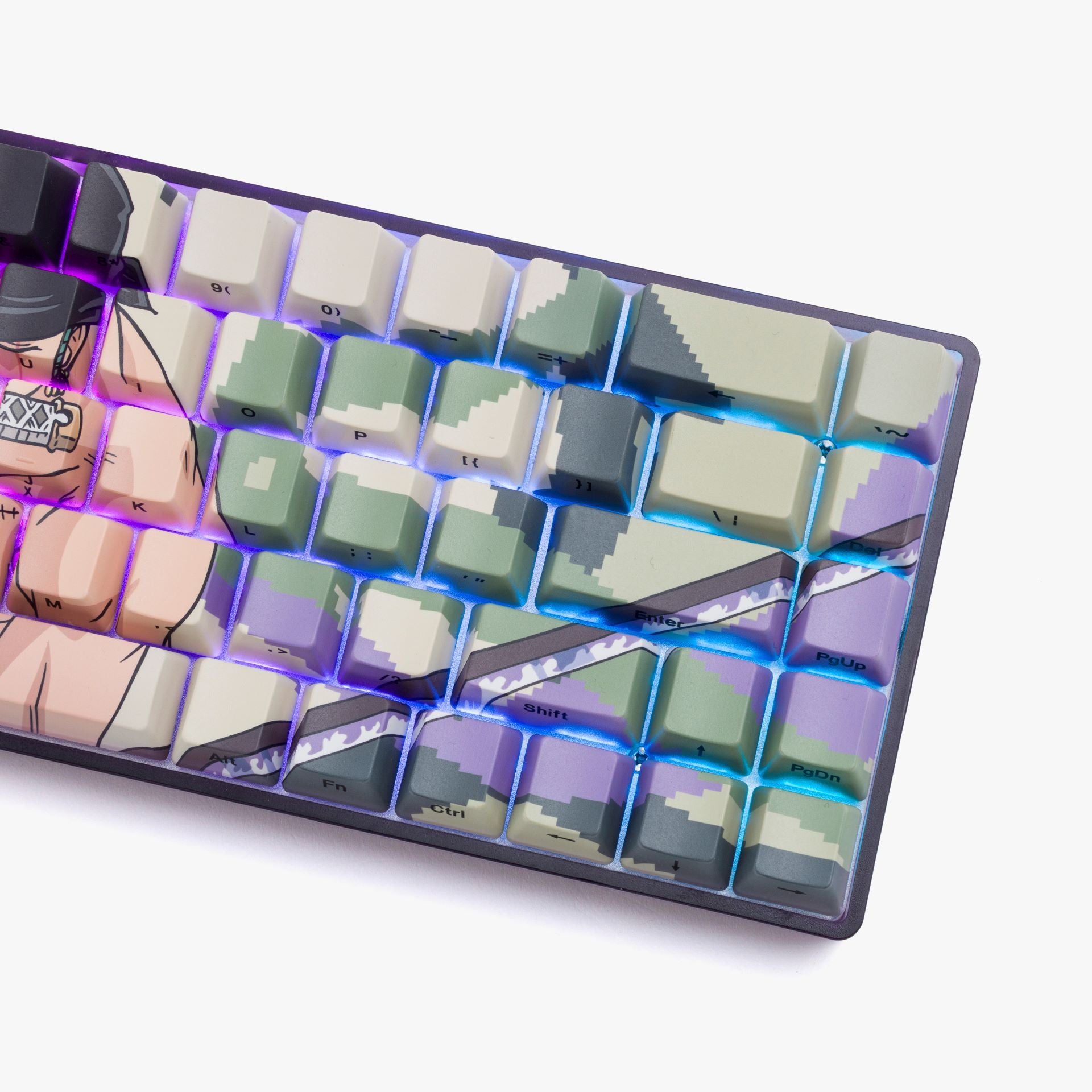One Piece x HG 68 Keycaps Set - Zoro Anime Themed Mechanical Keyboard Keycaps for Gaming & Typing - Perfect for Anime Fans & PC Enthusiasts
