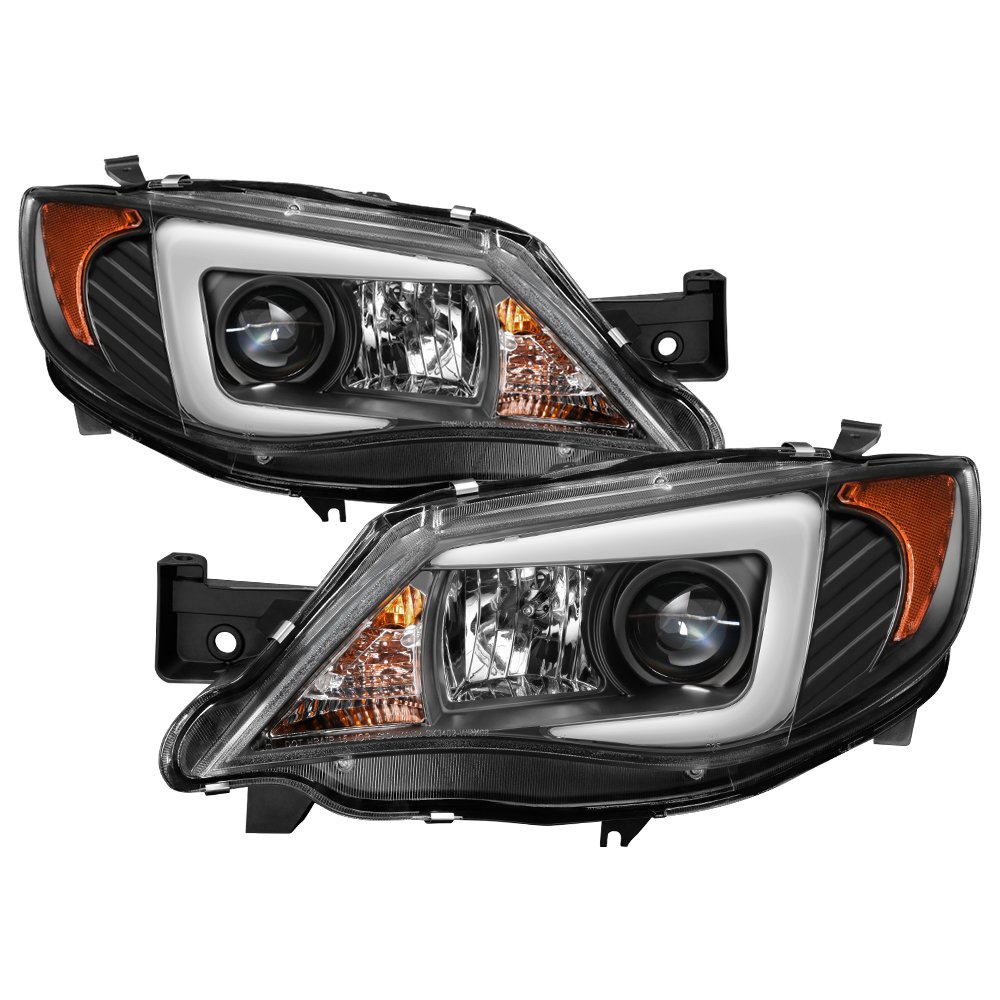High-Performance LED Tube DRL Headlights for Subaru Impreza WRX 2008-2014 - Black/Clear Lens - Upgrade Your Ride with Bright Daytime Running Lights