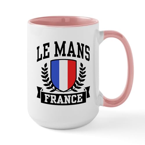 White/Pink Inside - Le Mans France Large Mug