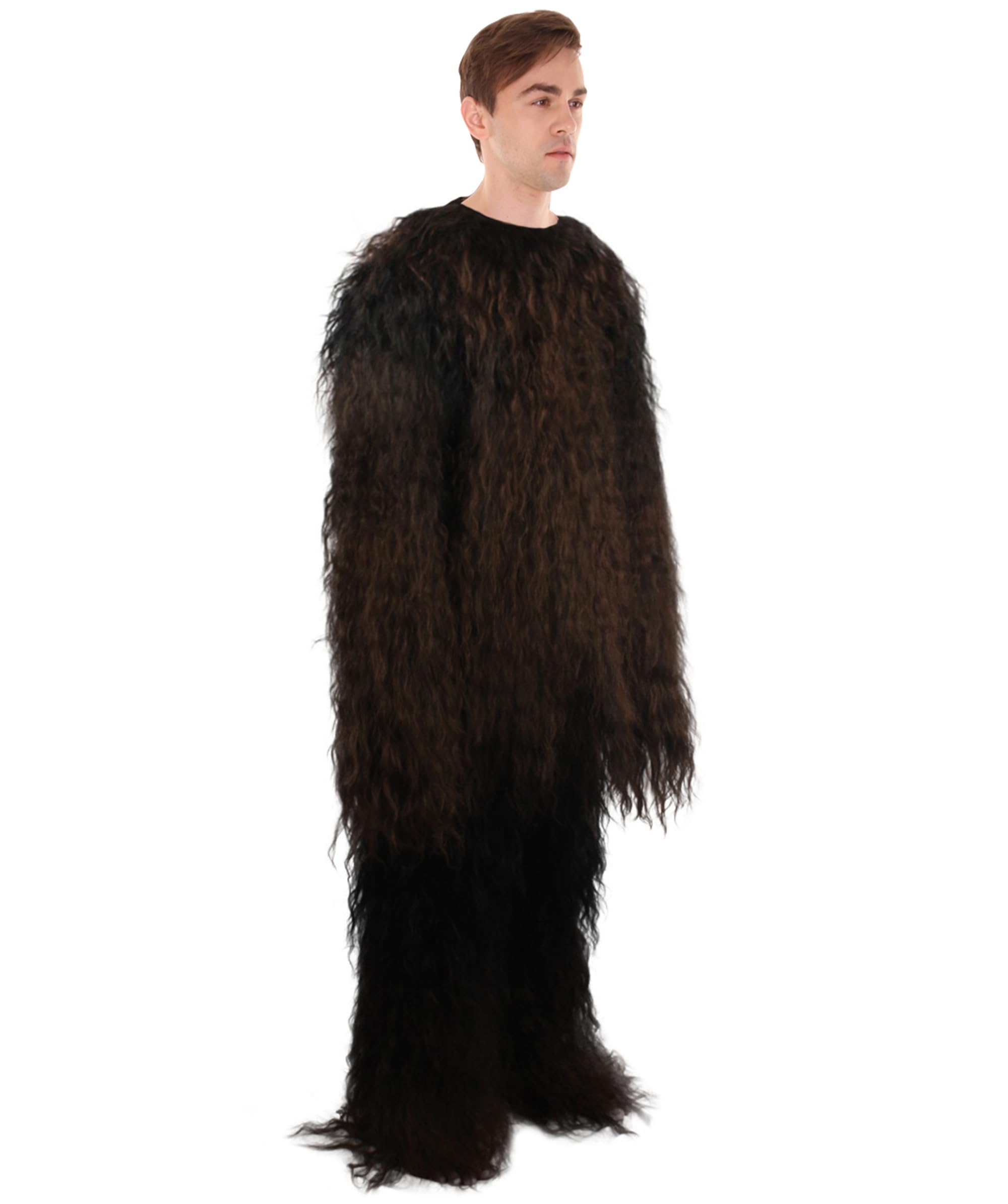 Unisex Hairy Warrior Ape Military Leader Resistance Gorilla Fighter Yeti Costume - Dark Brown Large Size for Cosplay, Halloween, LARP & Themed Parties