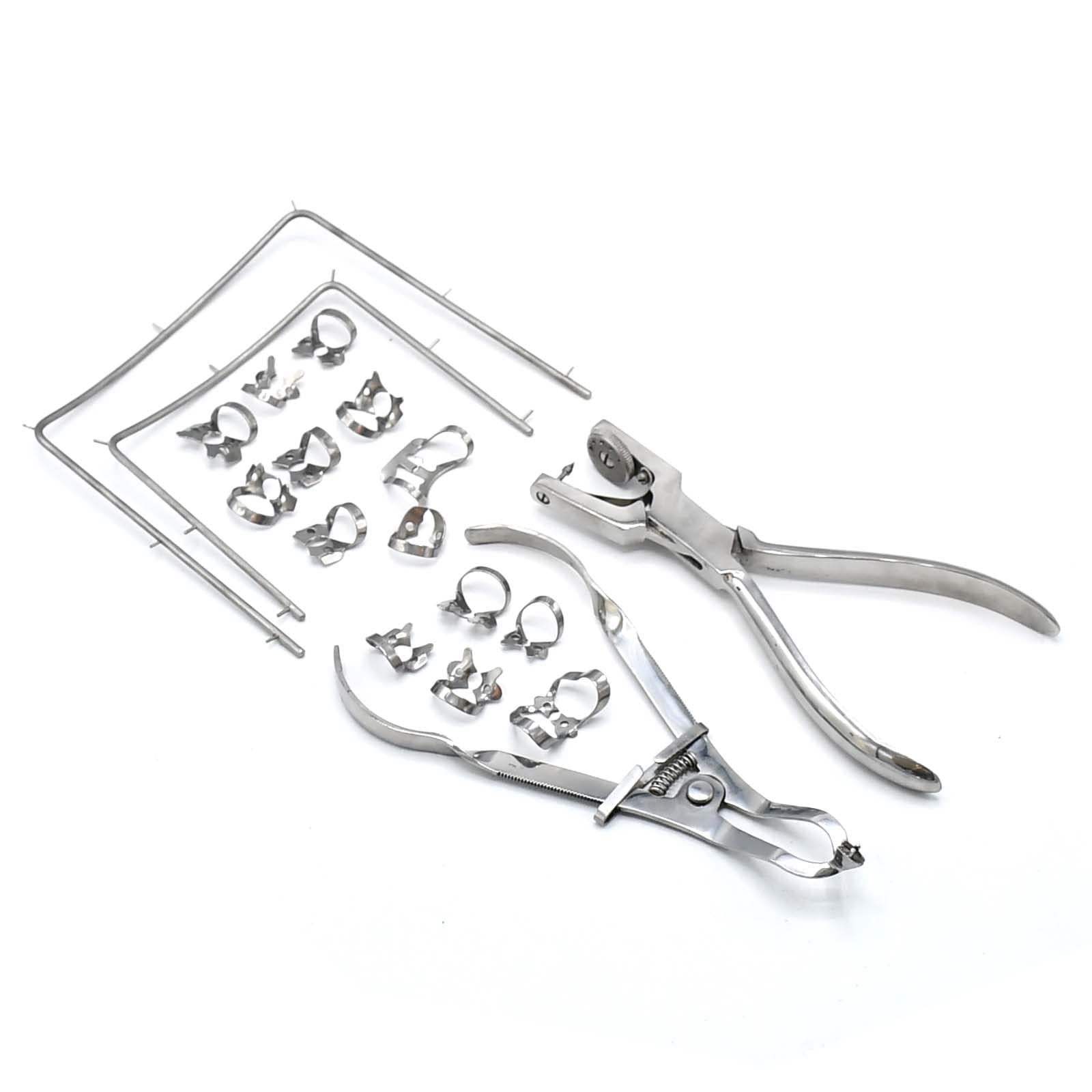 18-Piece Endodontic Clamp Kit with Frame Punch Clamps - Professional Dental Instruments for Root Canal Treatment & Dental Procedures