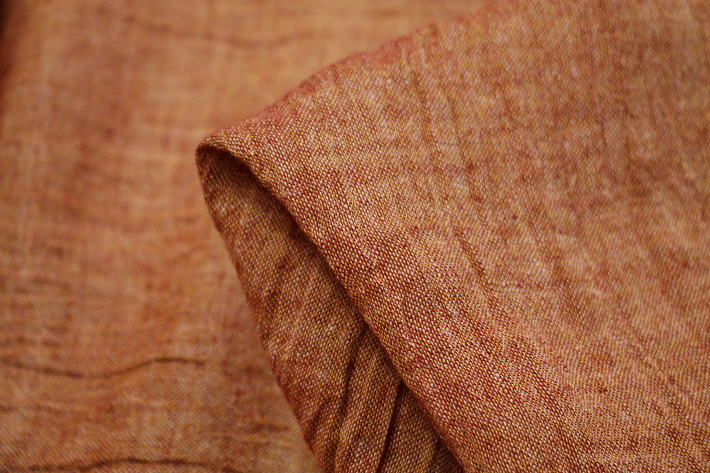 Stylish Burnt Orange Crinkle Linen Fabric - Perfect for Home Decor, DIY Crafts & Fashion Accessories