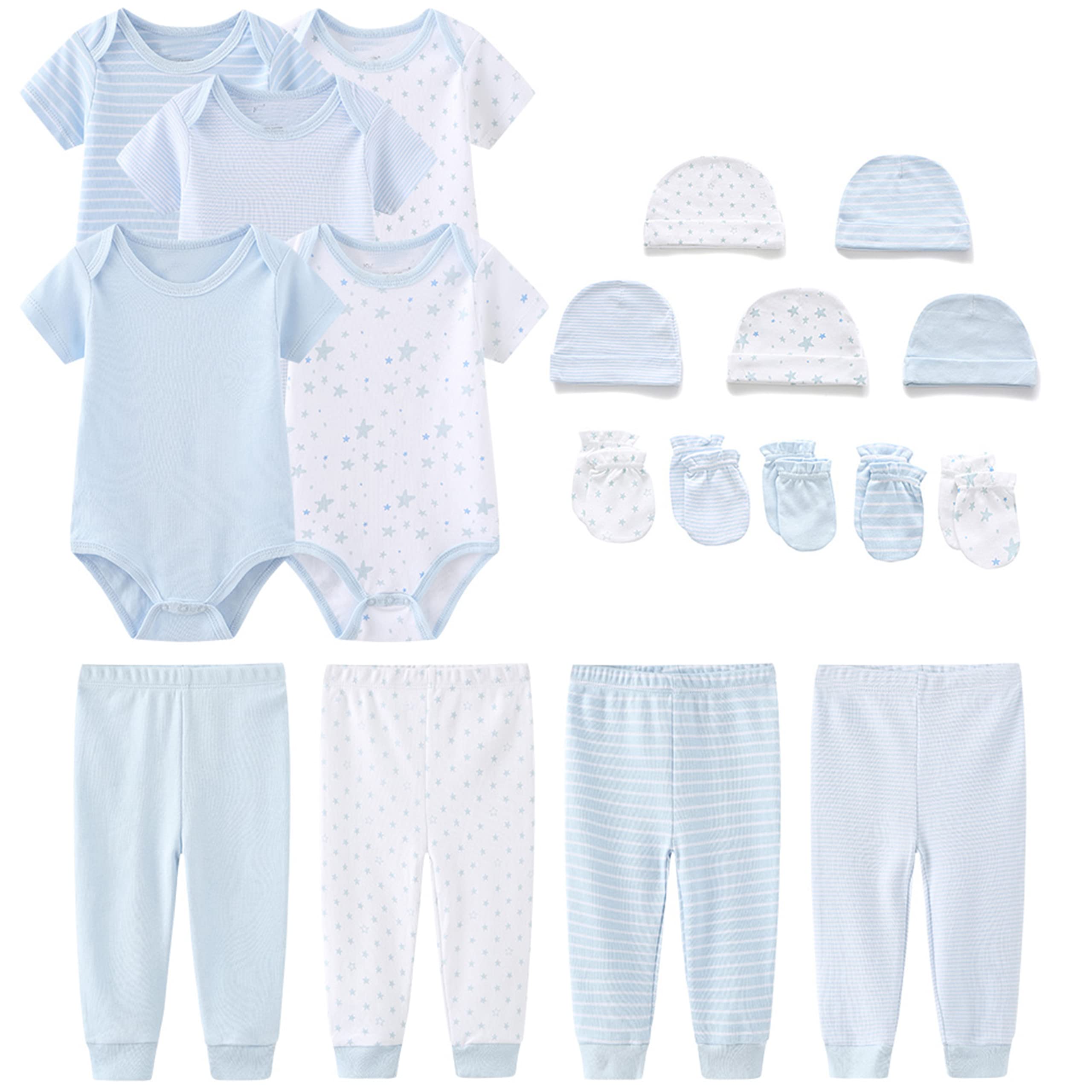 Chamie Unisex Baby Short Sleeve Bodysuits - 100% Cotton Newborn Clothes & Preemie Layette Set - Soft & Breathable for Daily Wear, Playtime & Photo Shoots