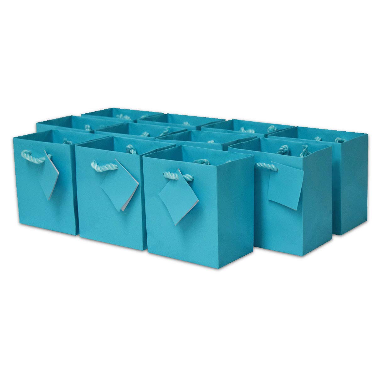 120 Pack Teal Gift Bags with Handles - 4x2.75x4.5 Inch Small Turquoise Paper Party Favor Bags for Birthdays, Baby Showers, Weddings & Holidays | Bulk Mini Designer Gift Wrap Bags for Party Decorations, Bridal Shower Favors & Christmas Presents