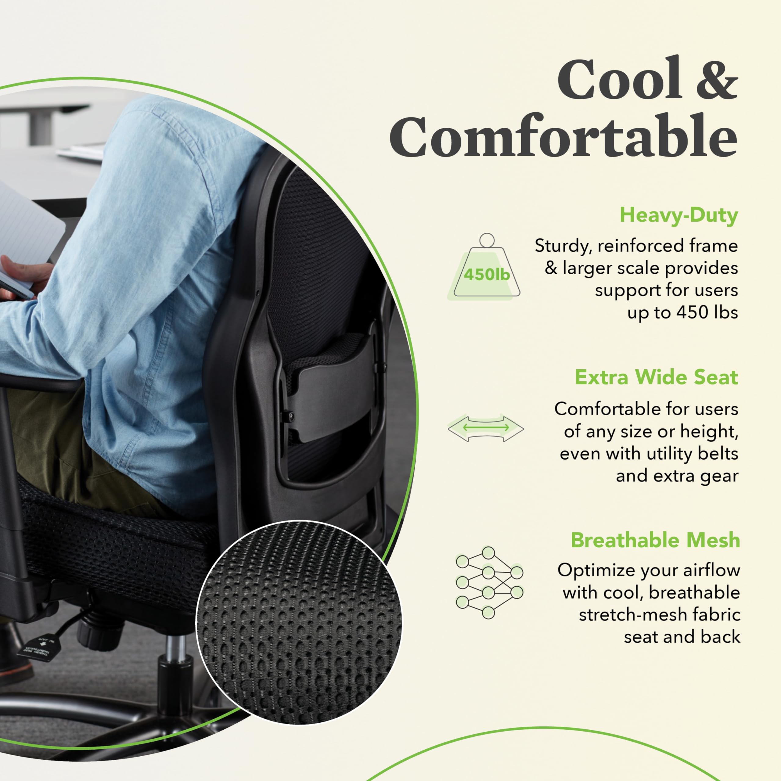 HON Big and Tall Executive Chair - Ergonomic Mesh Office Chair with Adjustable Arms, Lumbar Support & Tilt Function, Black (VL705) - Perfect for Home Office, Gaming & Professional Workspaces
