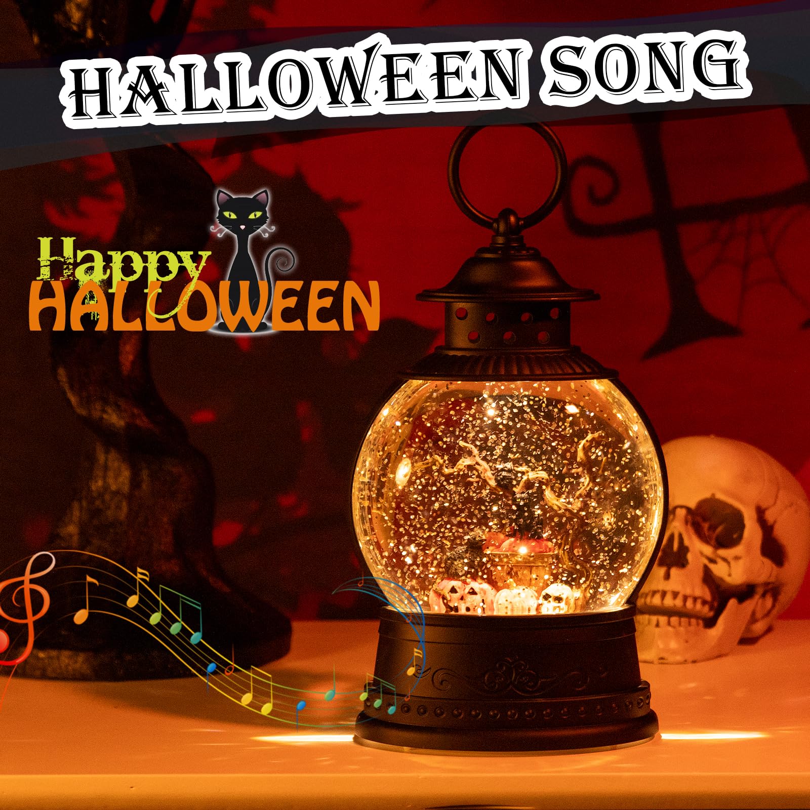 Halloween Snow Globe Lantern with Music & 6H Timer - 10