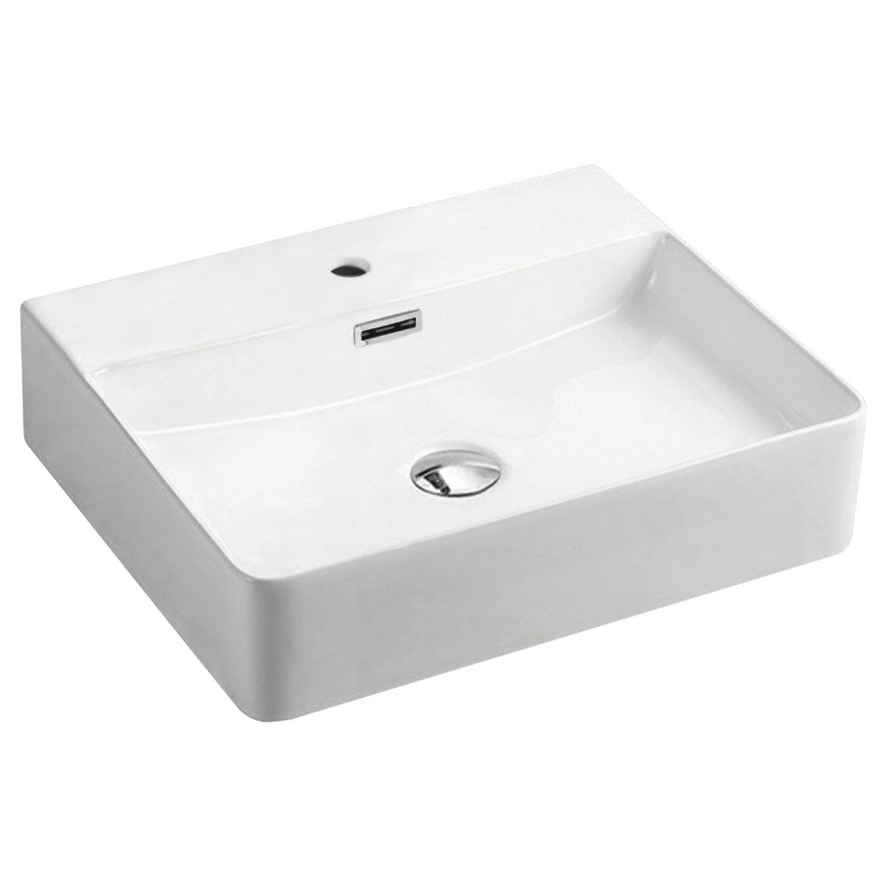 Fienza RB2173 Petra White Ceramic Above Counter Bathroom Sink with Single Tap Hole - Perfect for Modern Vanities and Powder Rooms