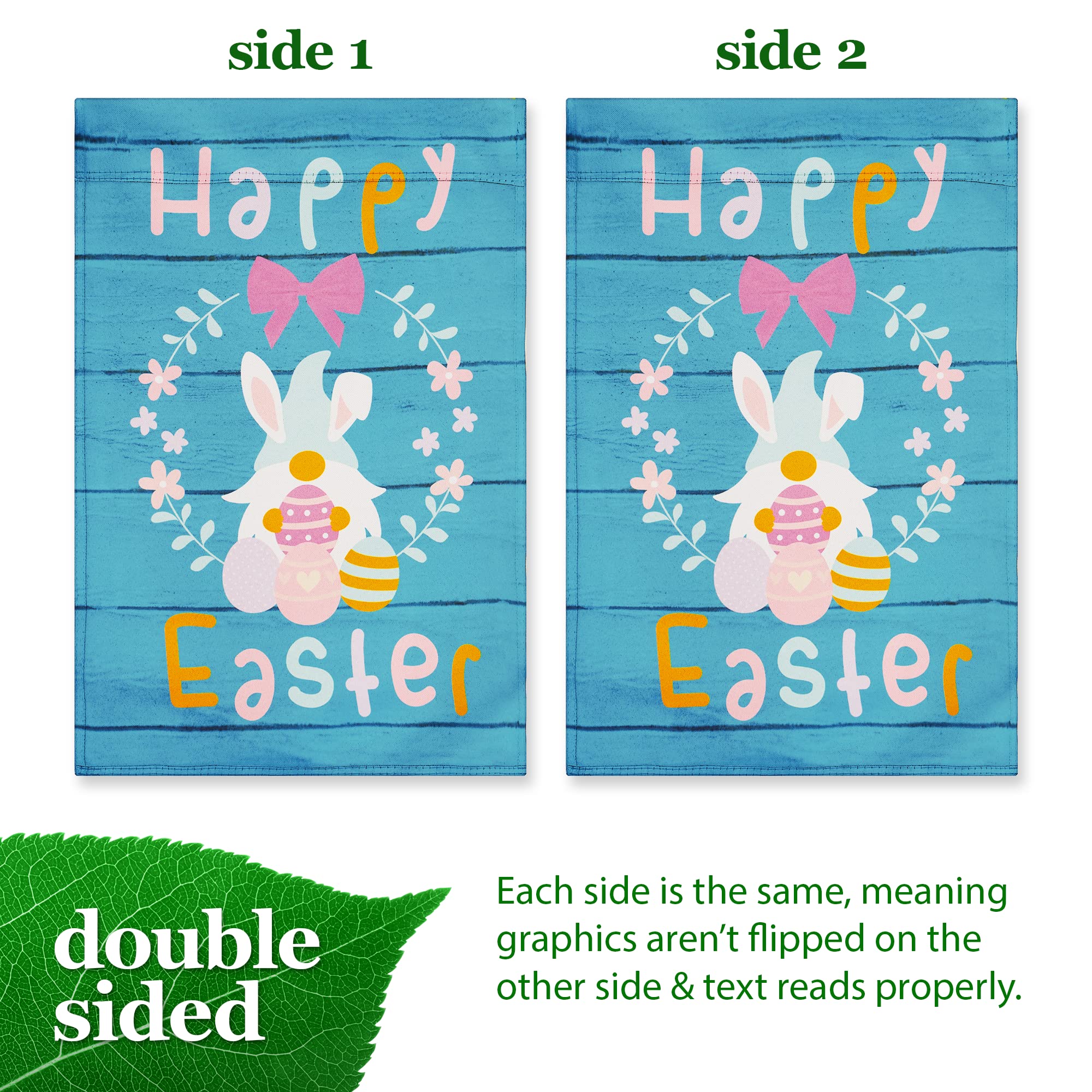 Happy Easter Rabbit Gnome with Eggs Garden Flag - 12