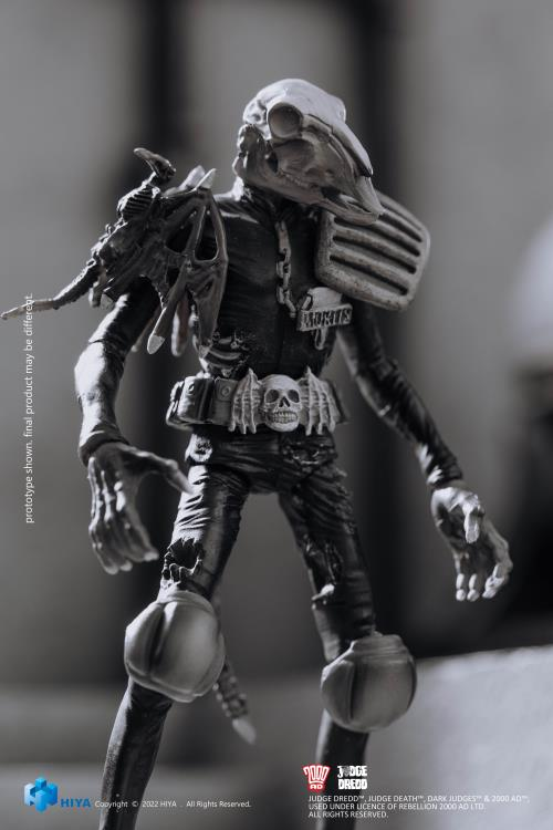 1/18 HIYA 4inch Action Figure - Exquisite Mini Series Judge Dredd Judge Mortis (Black & White) Collectible Model for Display, Gift & Comic Book Scenes