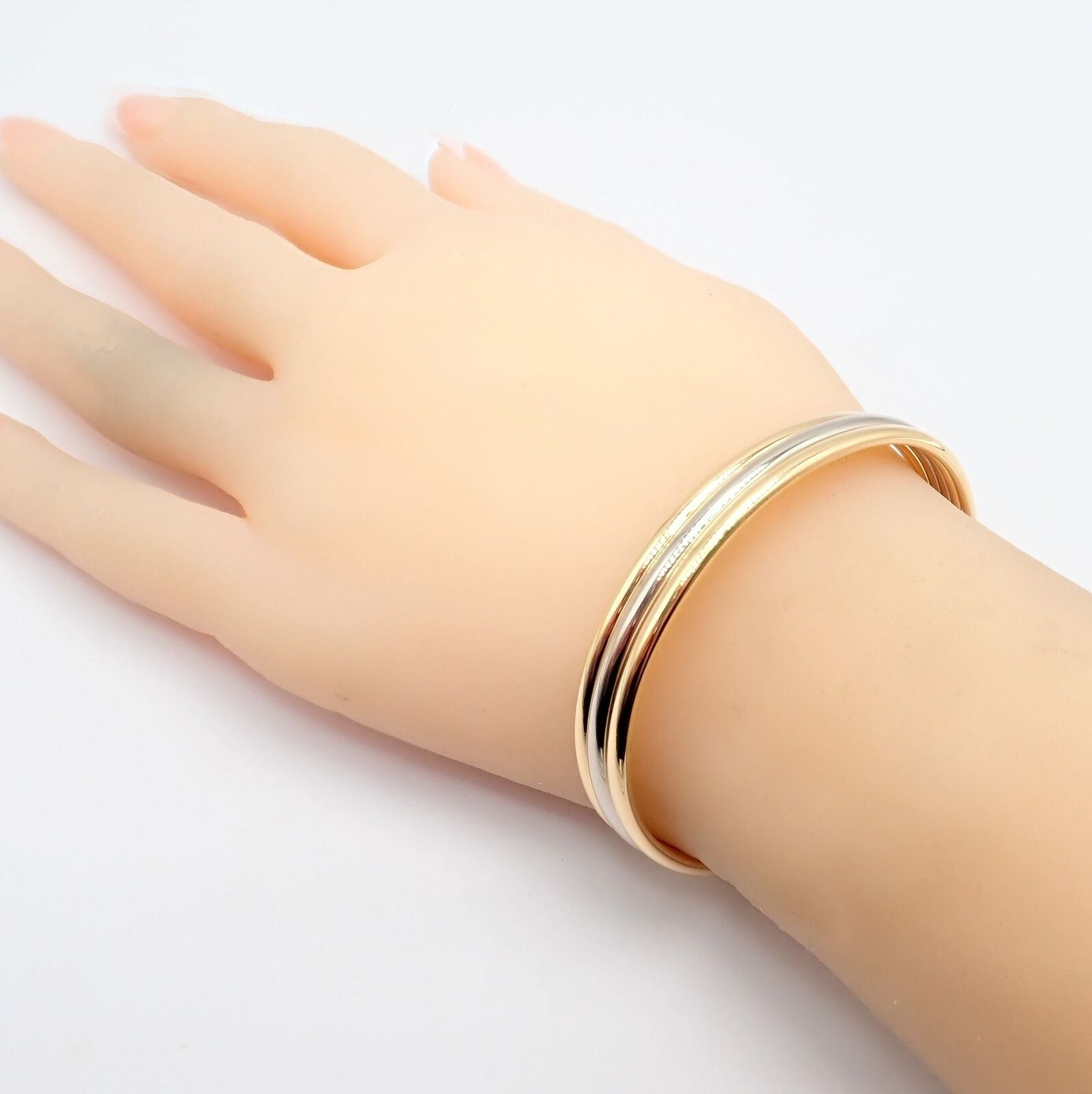 Authentic Van Cleef & Arpels 18k Yellow & White Gold Bangle Cuff Bracelet - Luxury Jewelry for Women, Perfect for Weddings, Parties & Special Occasions