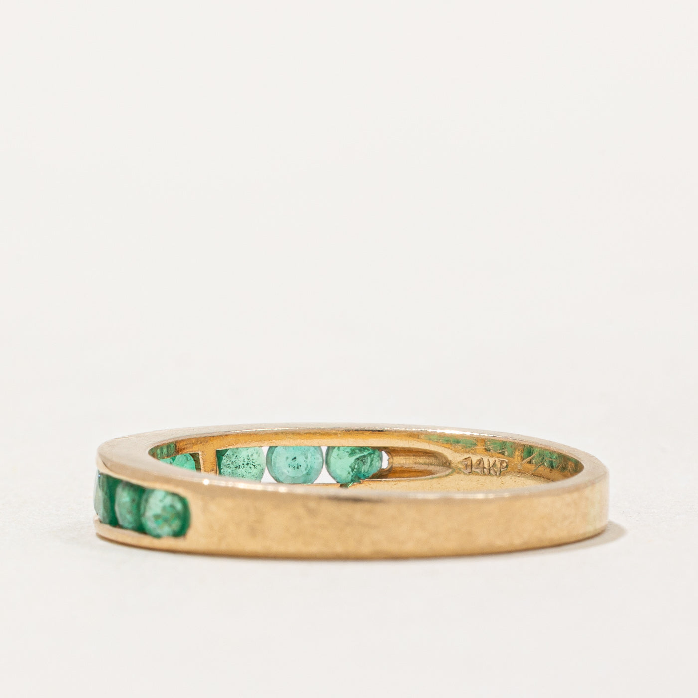 Semi Eternity Channel Set Emerald Band Ring - 0.30ctw Genuine Emerald, Size 6, 14K Gold Wedding Band, Anniversary Gift for Her - Perfect for Engagement, Promise Rings & Special Occasions