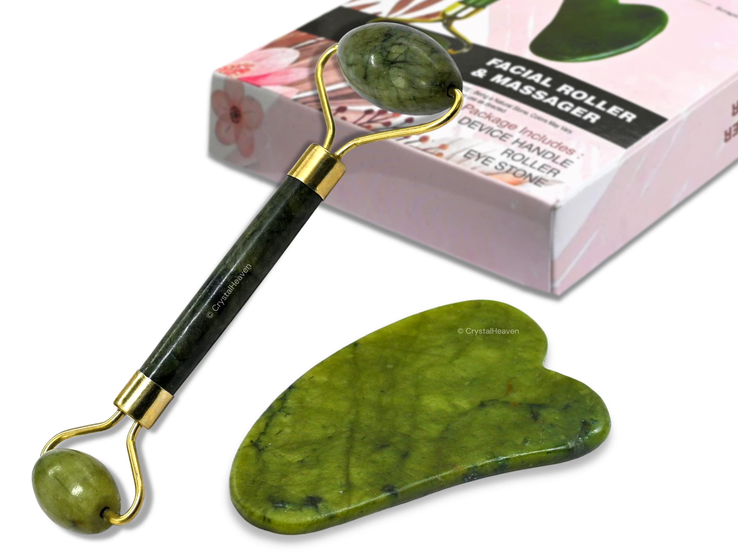 Certified Jade Roller and Gua Sha Set for Face Massage - Green Jade Facial Roller & Gua Sha Tool Combo for Women | Skincare, Anti-Aging, Puffiness Relief | Perfect for Morning Routine, Spa Day, and Self-Care Rituals