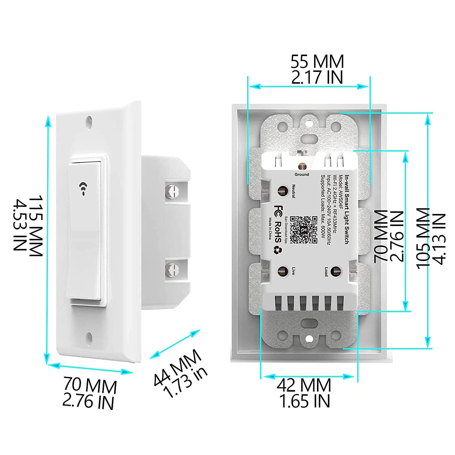 Smart WiFi Light Switch with App & Voice Control - Compatible with Alexa, Google Home - Single Pole Timer Wall Switch (Neutral Wire Required) - Perfect for Smart Home Automation & Remote Lighting Control
