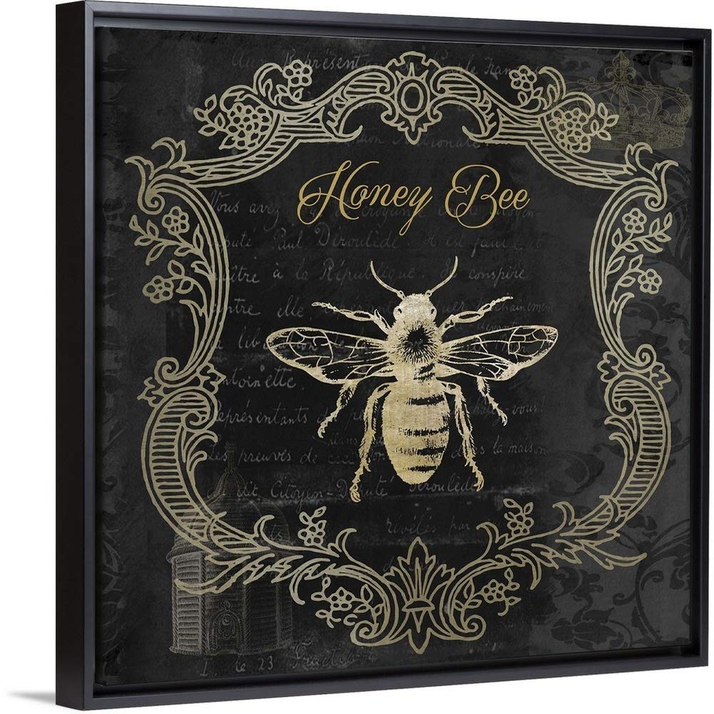 Royal Honey Bee II Black Float Frame Canvas Art - Premium Bee Artwork for Home & Office Decor | Wall Art for Living Room, Bedroom, or Gift