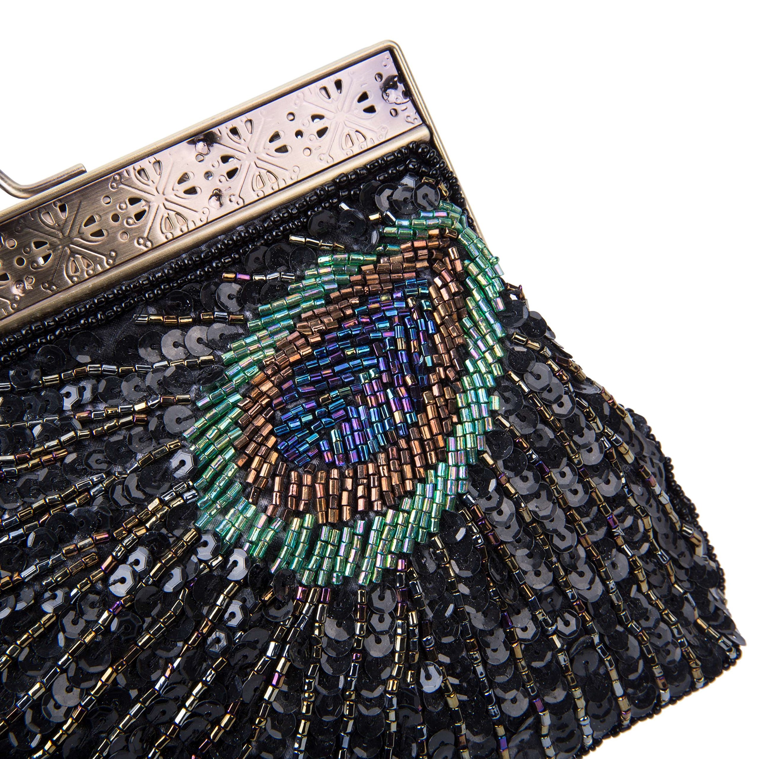 Vintage Beaded Sequin Peacock Clutch Purse - Elegant Evening Bag for Women, Wedding, Prom, Party & Special Occasions