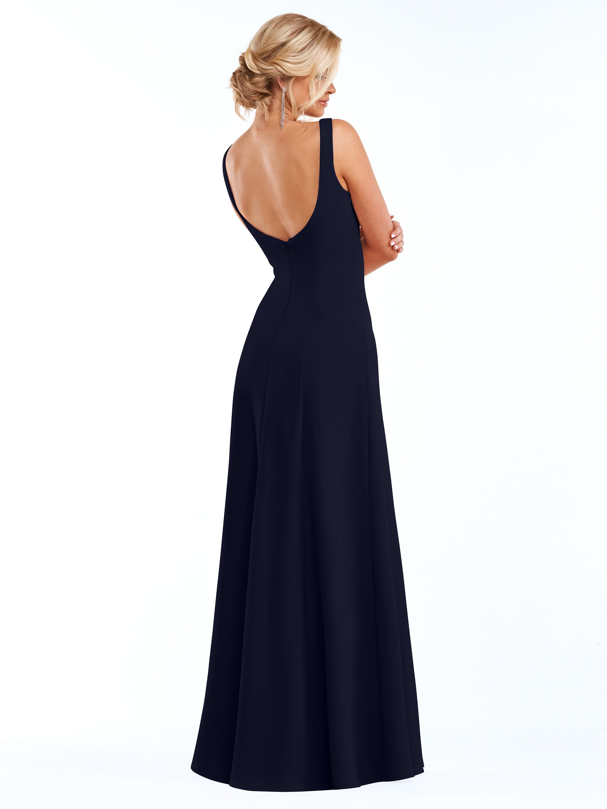 Elegant 83043 A-Line Double Knit Bridesmaid Dress with V-Neck - Perfect for Weddings, Formal Events & Special Occasions