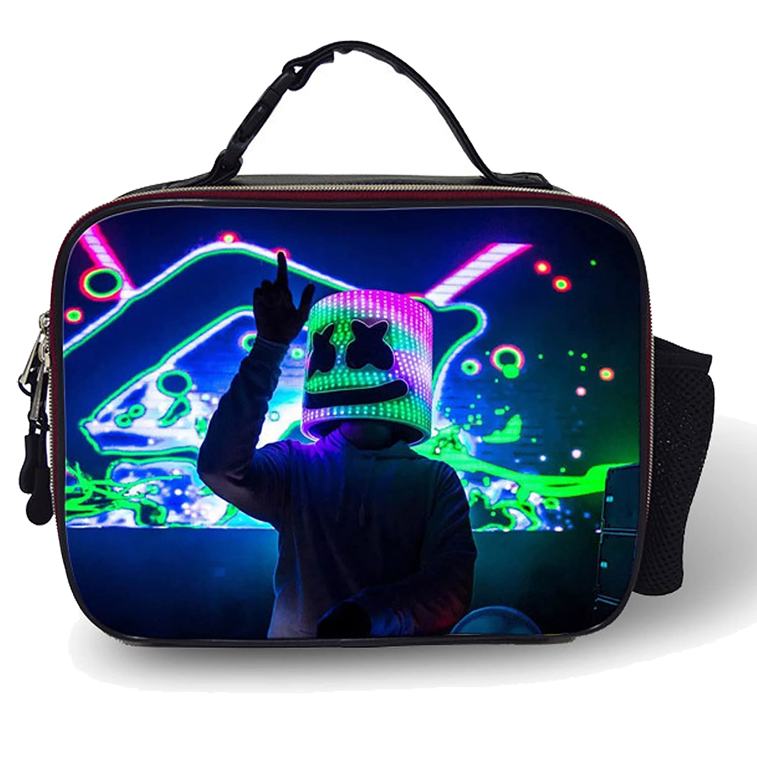 Ponxn DJ Music Insulated Lunch Bag - Artificial Leather Picnic Box for Students, School, Work & Travel - Keeps Food Cold or Warm - Perfect for Office, Outdoor Activities & Daily Commute