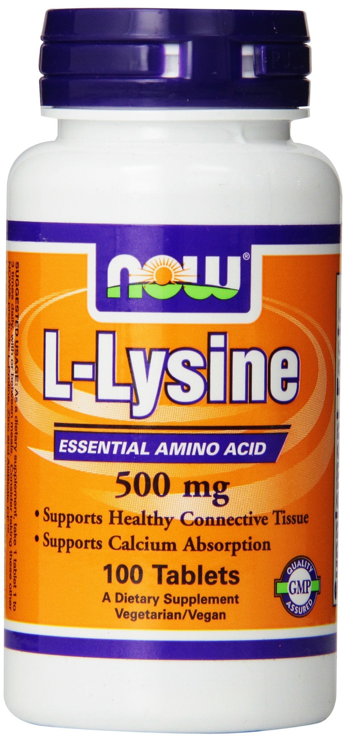 Now Foods Lysine 500mg - 100 Tablets (Pack of 2) - Supports Immune Health & Collagen Production - Perfect for Cold Sores, Skin Care & Overall Wellness