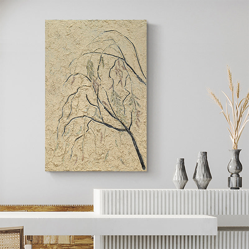 Original Handmade Willow Tree Mixed Media Painting with Gold & Silver Leaf - Elegant Wall Art Decor for Living Room, Bedroom & Office