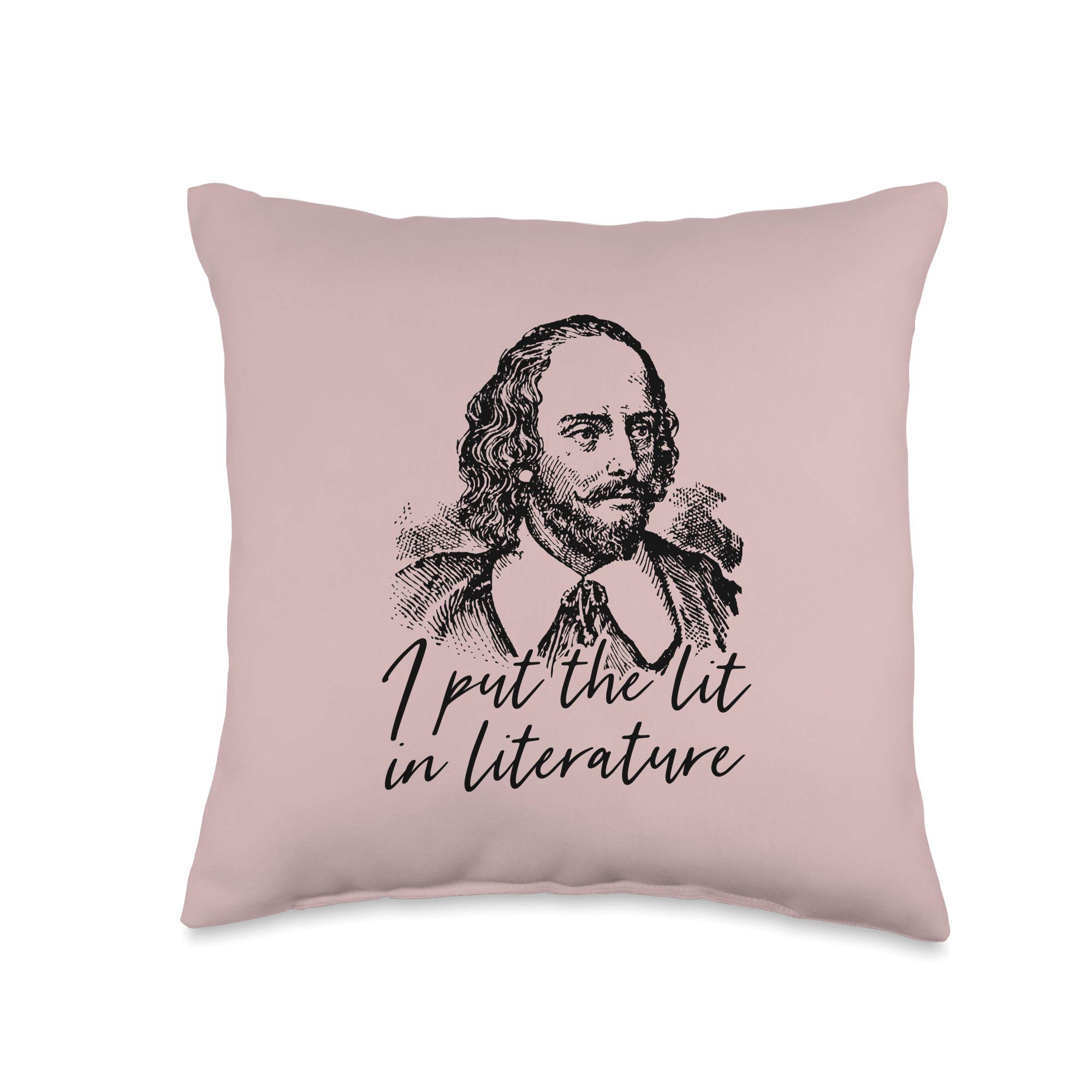 Shakespeare Fan Design English Literature Throw Pillow - 16x16 Inch Multicolor Decorative Cushion for Book Lovers, Classroom, or Living Room Decor