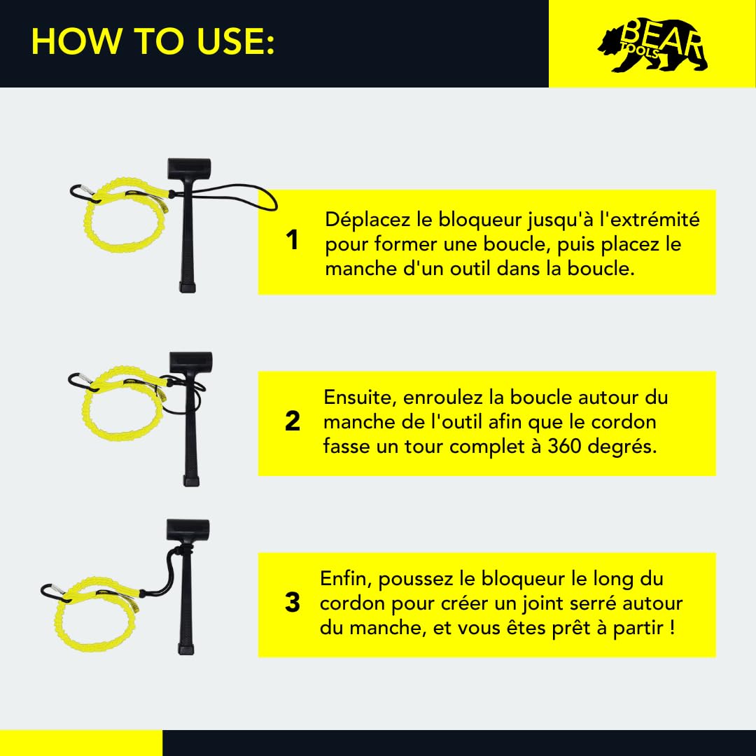 BearTOOLS Heavy Duty Tool Lanyard with Screw Lock Carabiner - 20 Pack Safety Tether for Construction Workers - Adjustable Bungee Cord with Buckle Strap - Fall Protection Gear for Roofing, HVAC & Utility Work