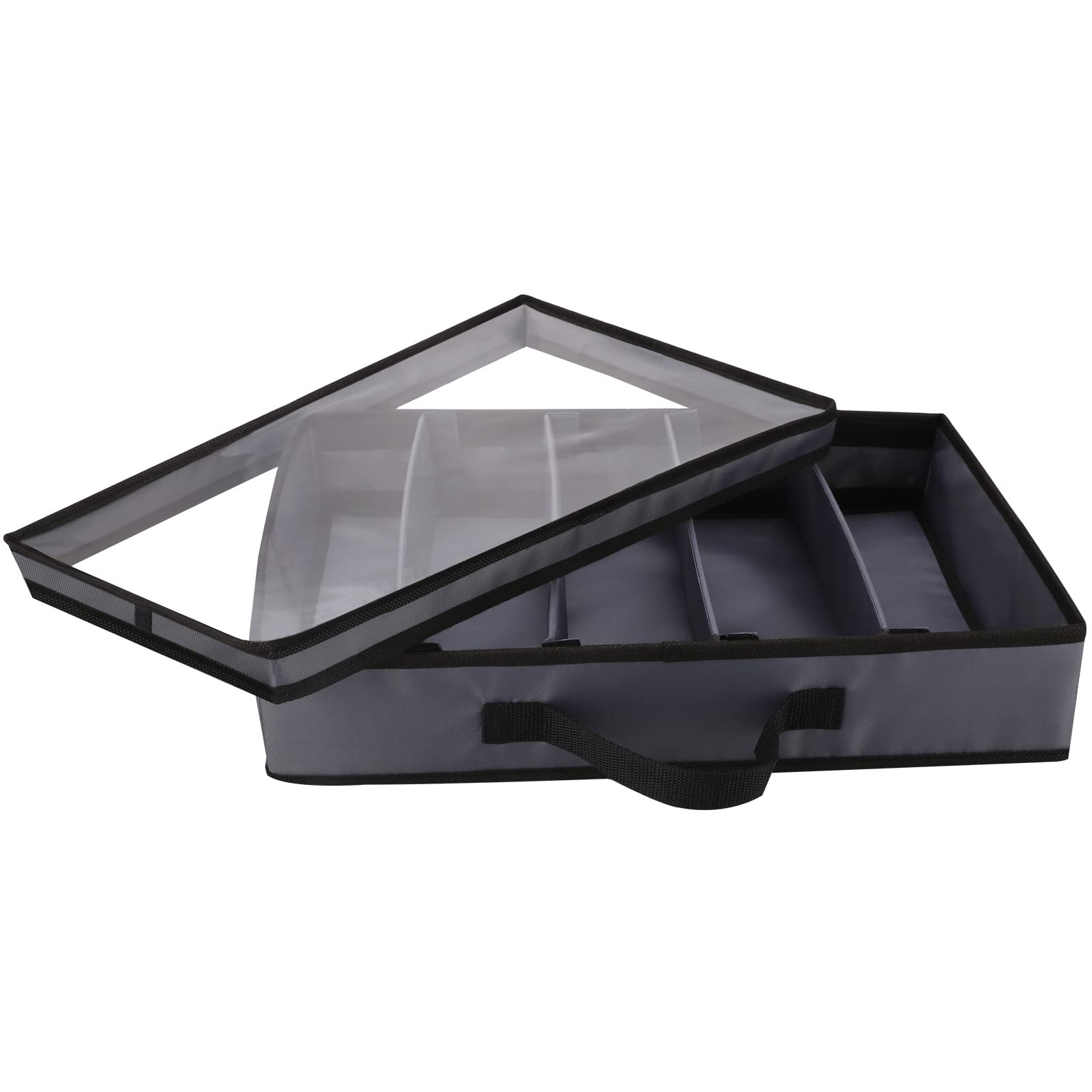 Premium Silverware Storage Box with Clear Lid & Adjustable Dividers - Large Capacity Cutlery Organizer for Utensils, Knives, Flatware - Perfect for Kitchen Drawer, Dining Table & Camping (Gray)