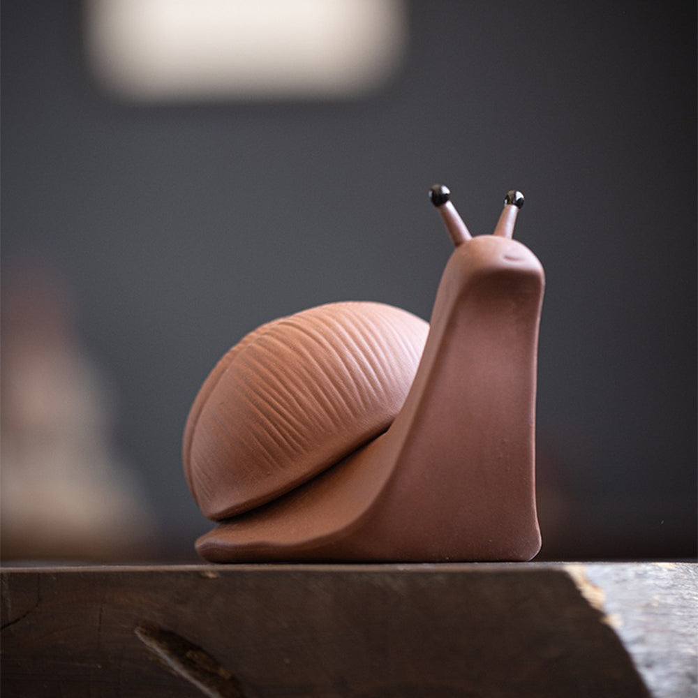 Purple Clay Snail Tea Pet Strainer - Handmade Ceramic Tea Infuser for Loose Leaf Tea - Perfect for Tea Ceremony, Meditation & Home Decor