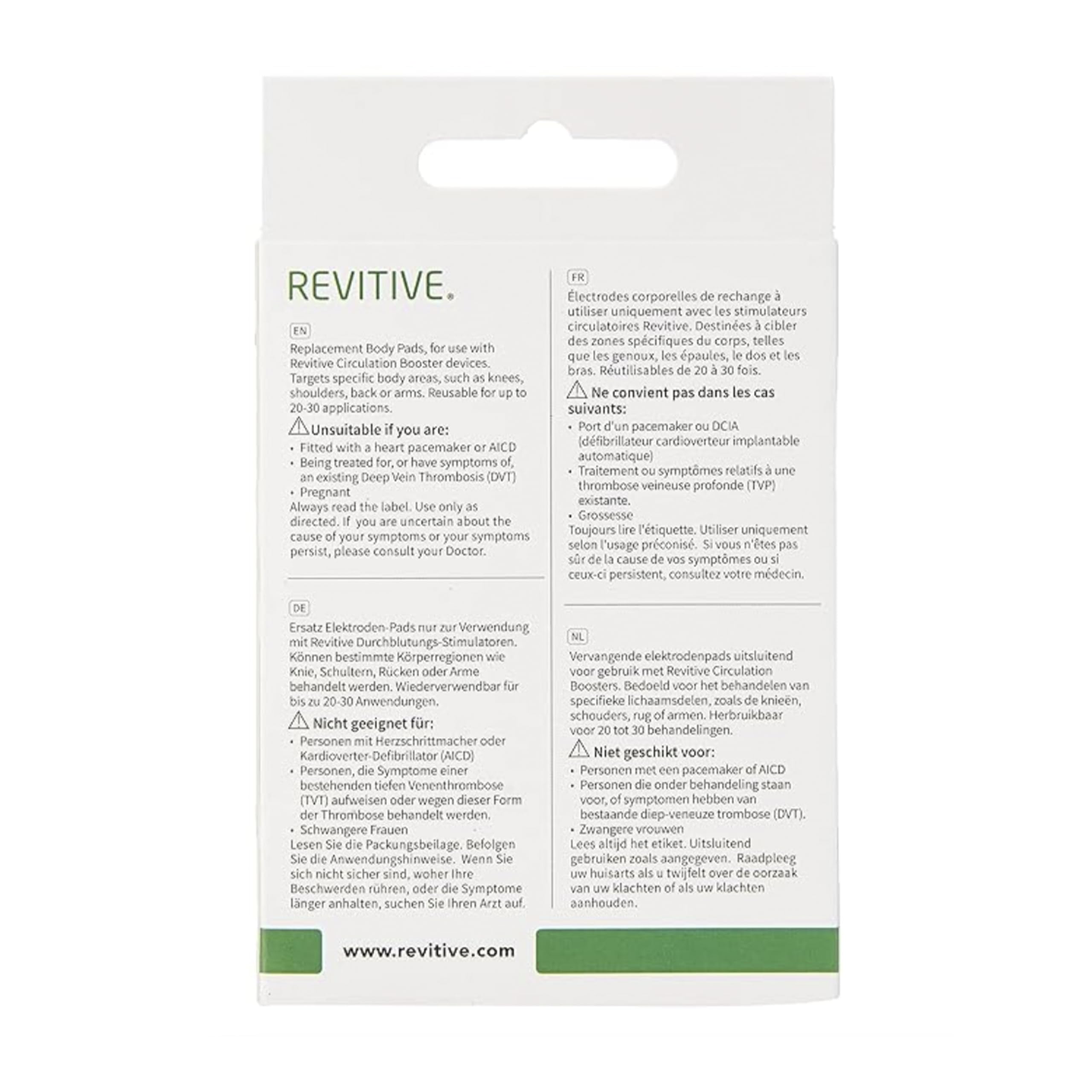 REVITIVE Electrode Body Pads for Circulation Booster - Replacement Pads for EMS Muscle Stimulator & TENS Unit - Pain Relief & Muscle Recovery (2 Pack) - Perfect for Home Therapy & Post-Workout Recovery