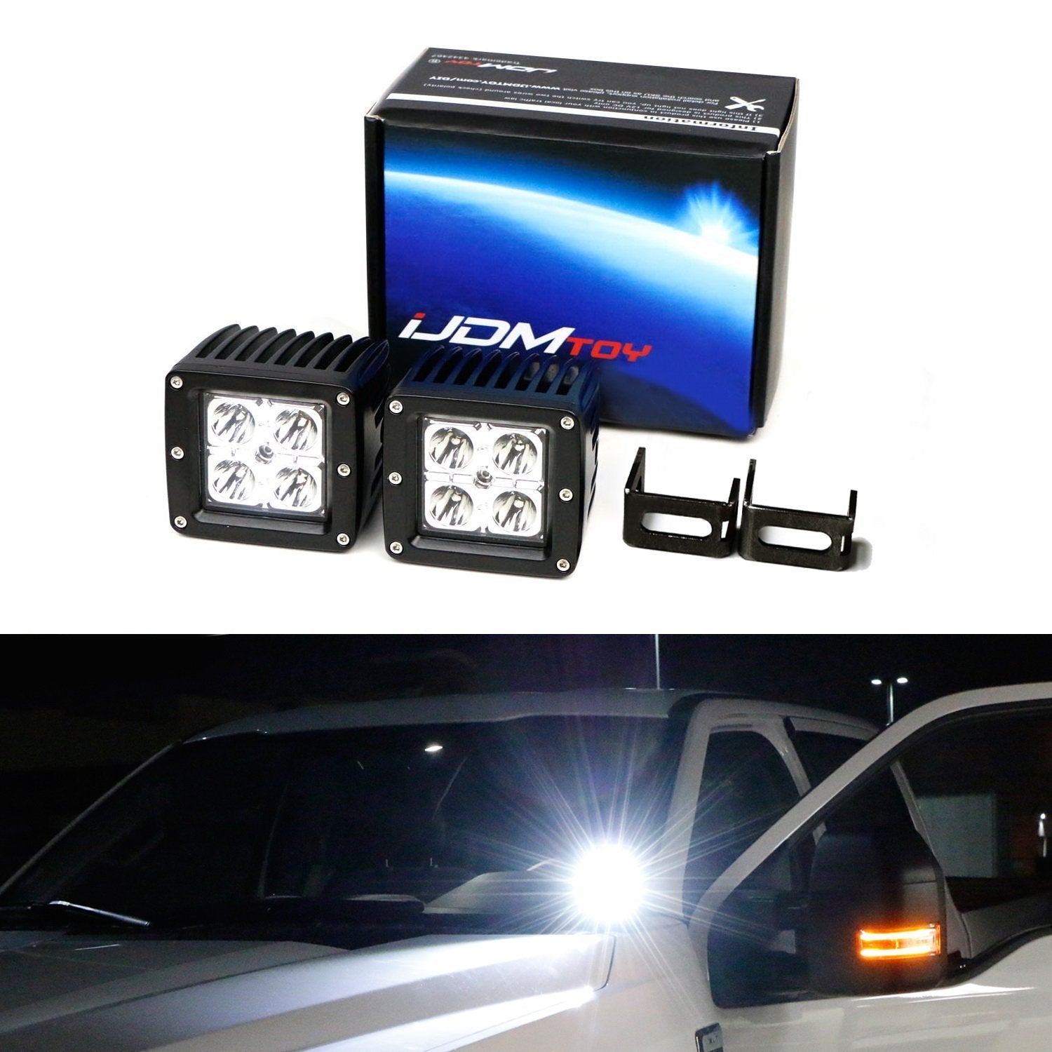 40W CREE LED Pods with A-Pillar Brackets & Wiring Kit for 2009+ Dodge RAM 1500/2500/3500 - Off-Road Lighting, Fog Lights, Truck Accessories