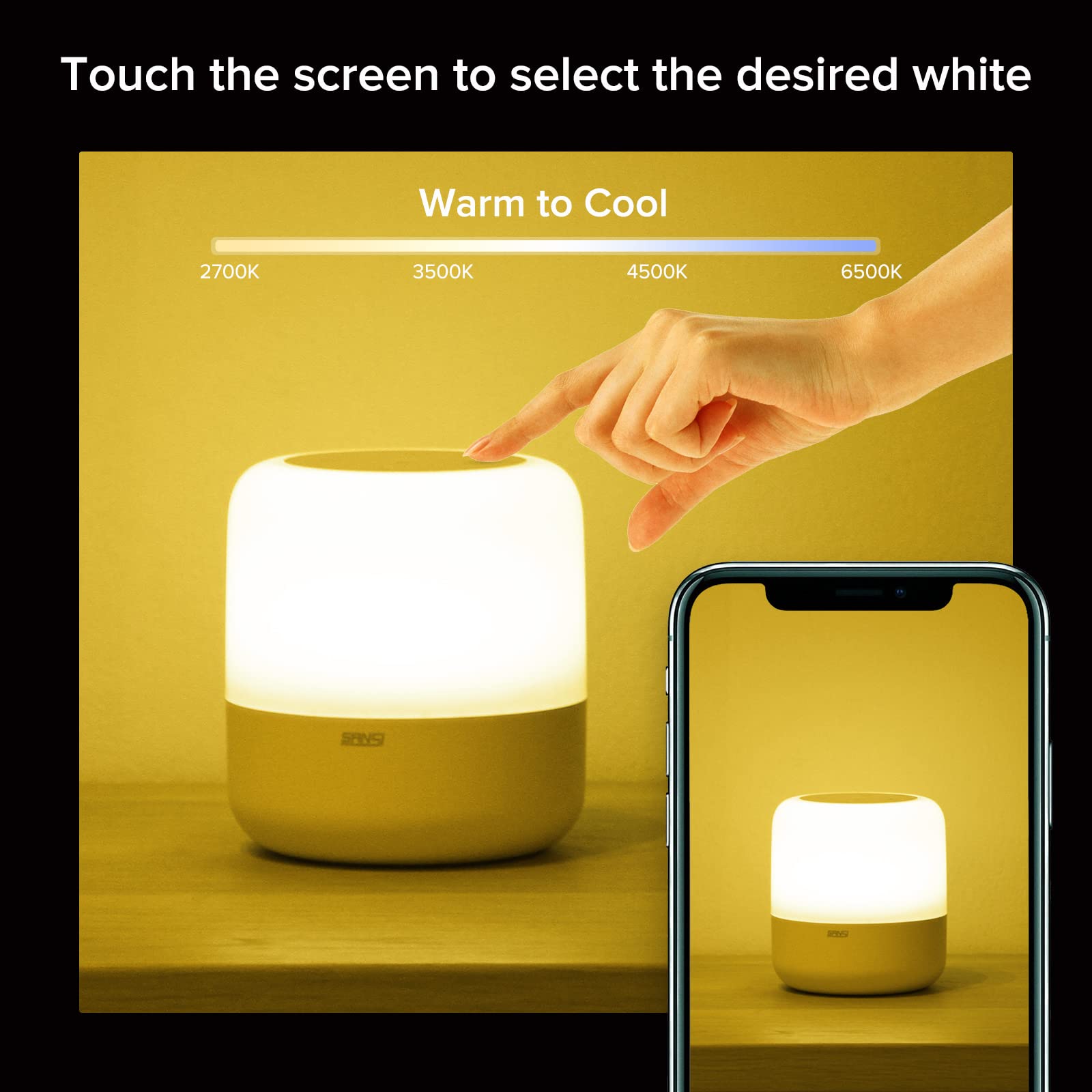 SANSI Dimmable RGB Color Changing LED Table Lamp with USB Charging Port - 2700K-6500K Adjustable Warm to Cool White - Touch Control Night Light for Bedroom, Living Room, Office & Nursery - Perfect for Reading, Relaxing & Creating Ambient Lighting