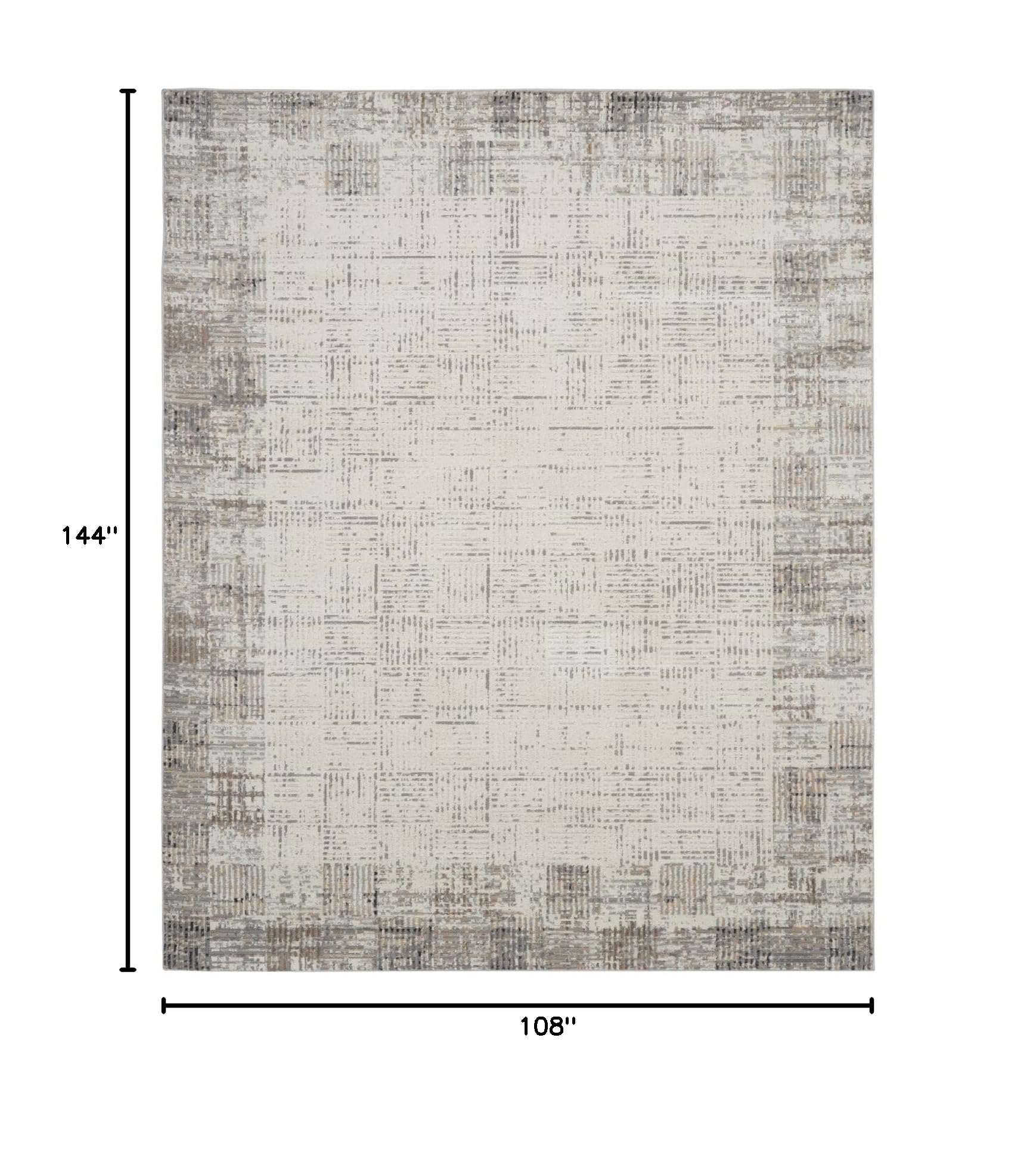 Nourison Elation Abstract Ivory Grey 9' x 12' Area Rug - Easy Cleaning, Non-Shedding, Soft & Durable - Perfect for Bedroom, Living Room, Dining Room & Kitchen Decor (9x12) - Cozy Home & Office Flooring Solution