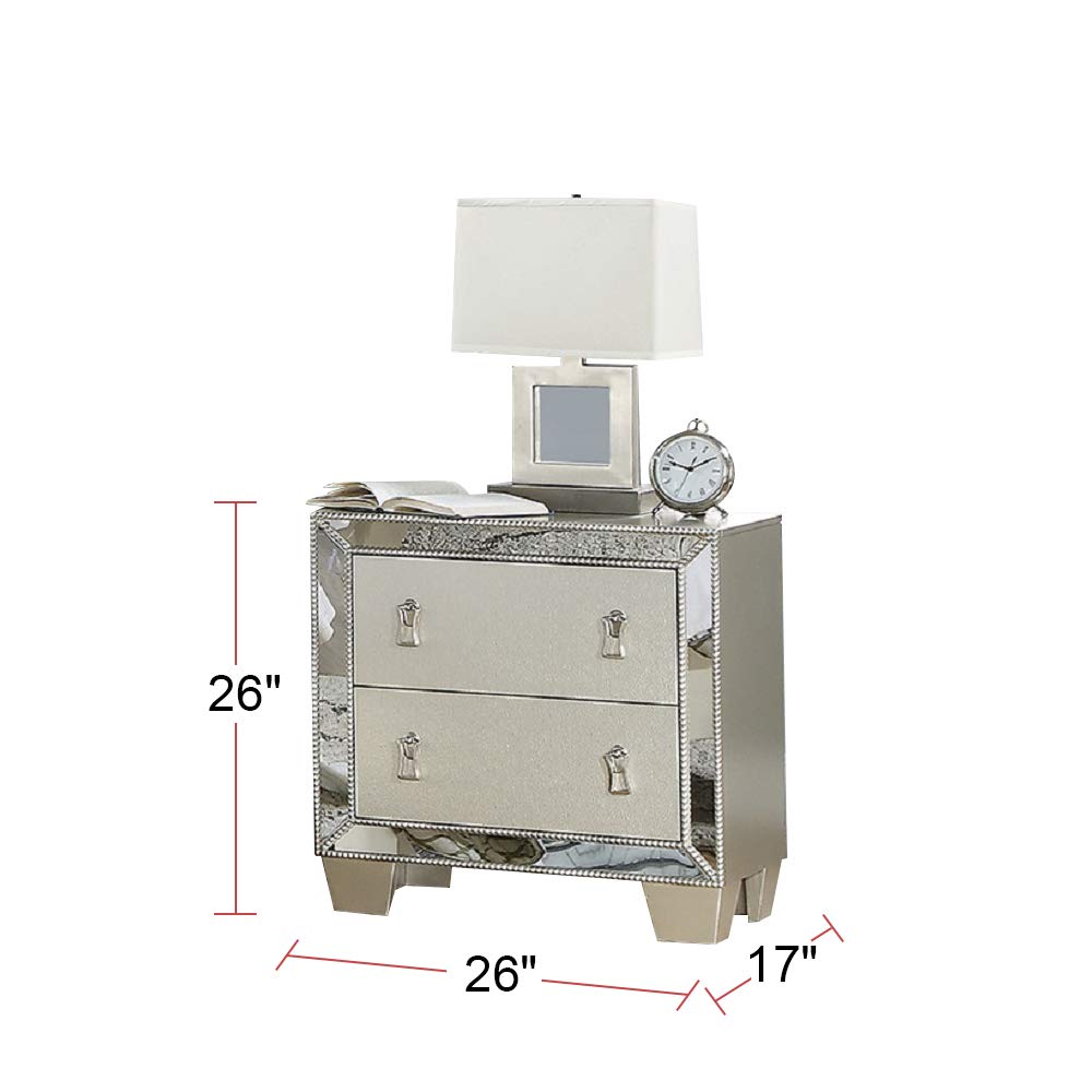 Simple Relax SR-PDEX-F4981 Modern Nightstand with Drawer, Silver Finish - Perfect for Bedroom, Living Room & Office Storage