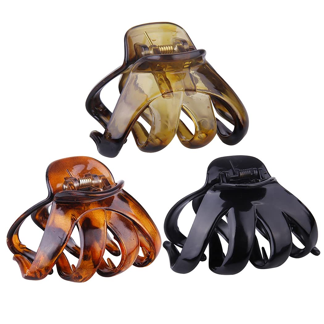 Licogel Octopus Hair Clips - 3PCS Set for Girls, Ladies & Adults | Fashionable Large Decorative Hair Claw Clips for Women | Perfect for Spring, Summer, Beach & Everyday Styling