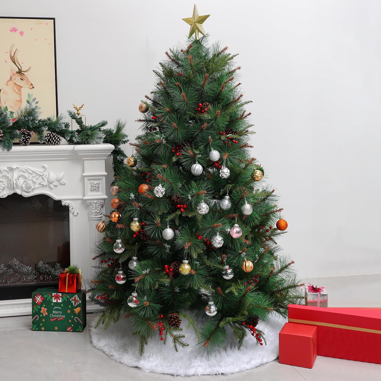36 Inch Faux Fur Christmas Tree Skirt - Plush Holiday Decor for Xmas Tree, Home & Party Decorations - Snow White - Perfect for Living Room, Bedroom & Festive Gatherings