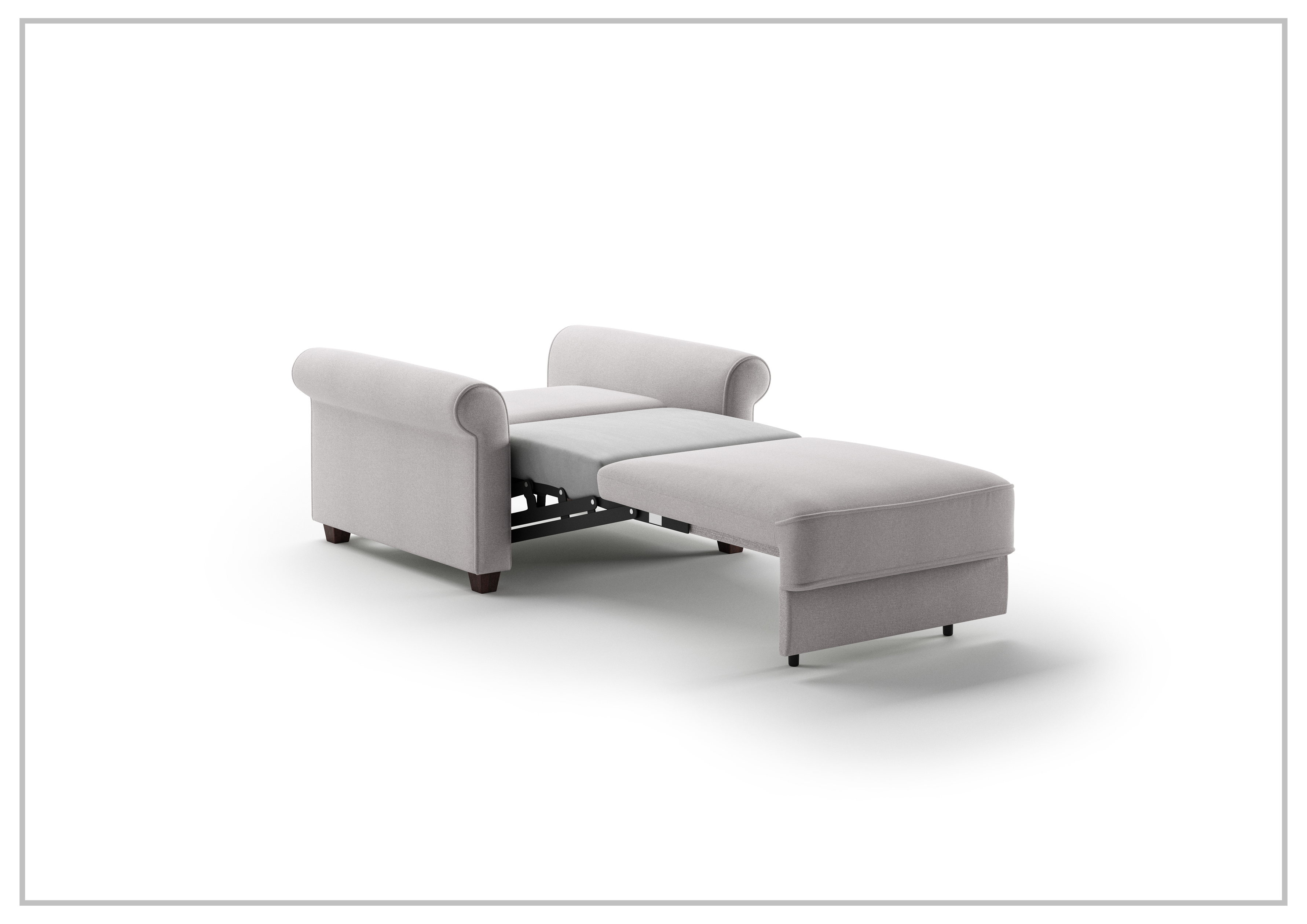 Luonto Casey Fabric Convertible Sofa Sleeper with Walnut Legs - Perfect for Small Spaces, Guest Rooms & Apartments