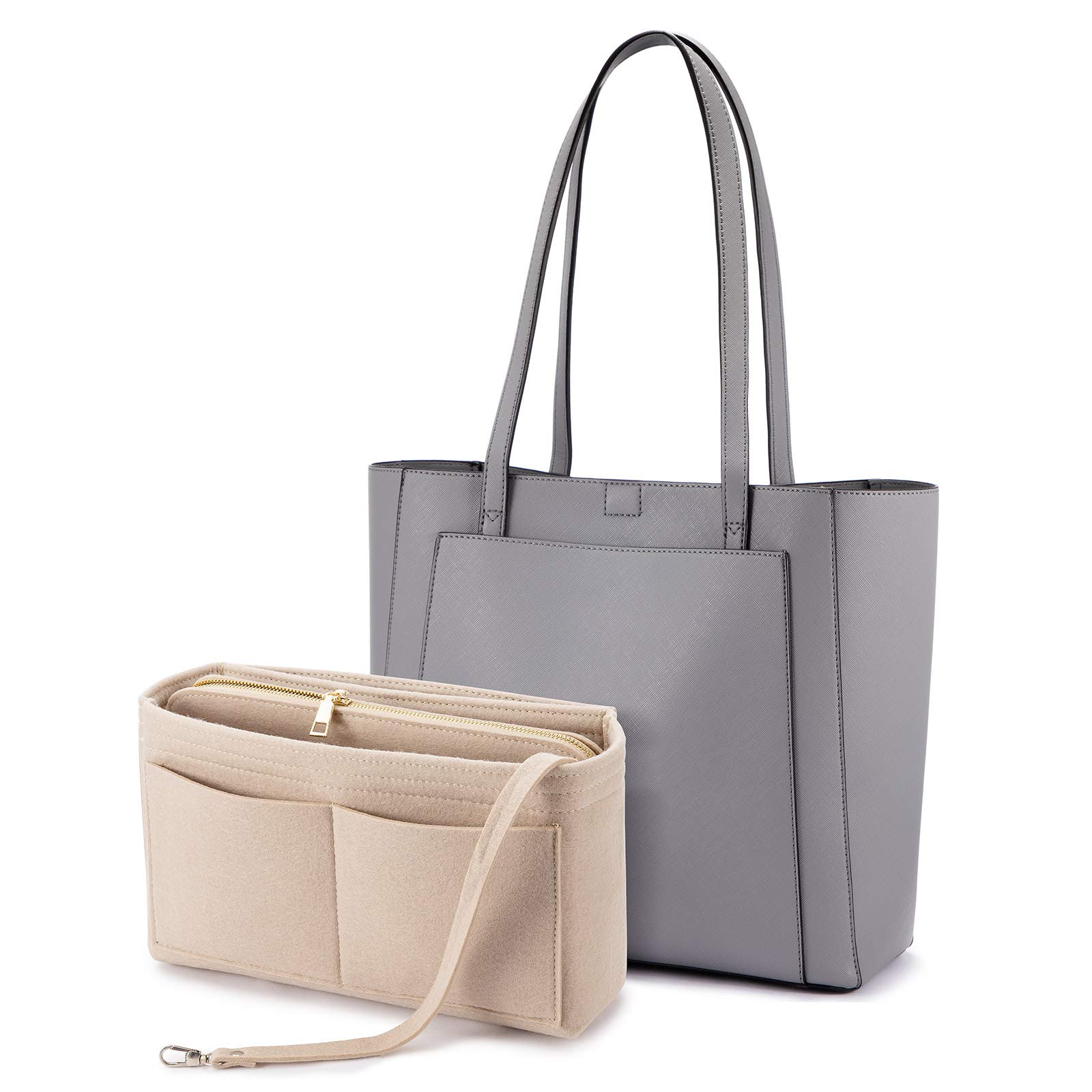 LOVEVOOK Large Tote Bag for Women with Purse Organizer - Stylish Work Shoulder Handbag for Office, Travel & Shopping (Black)