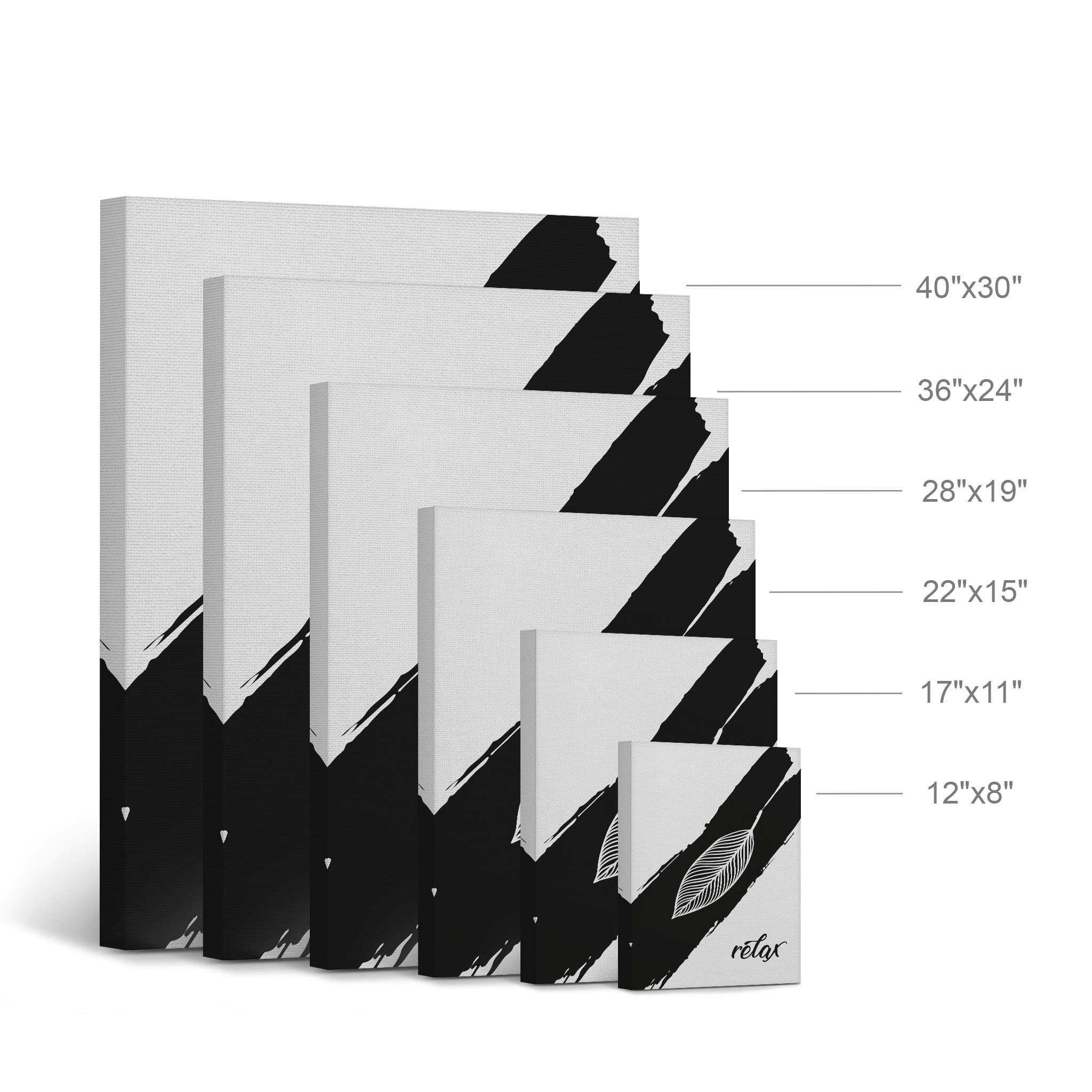 Smile Art Design Relax Typography Black and White Bathroom Decor Canvas Print - Ready to Hang Wall Art for Bathroom, Living Room & Bedroom - Home Decoration Made in USA (36x24 Inches)
