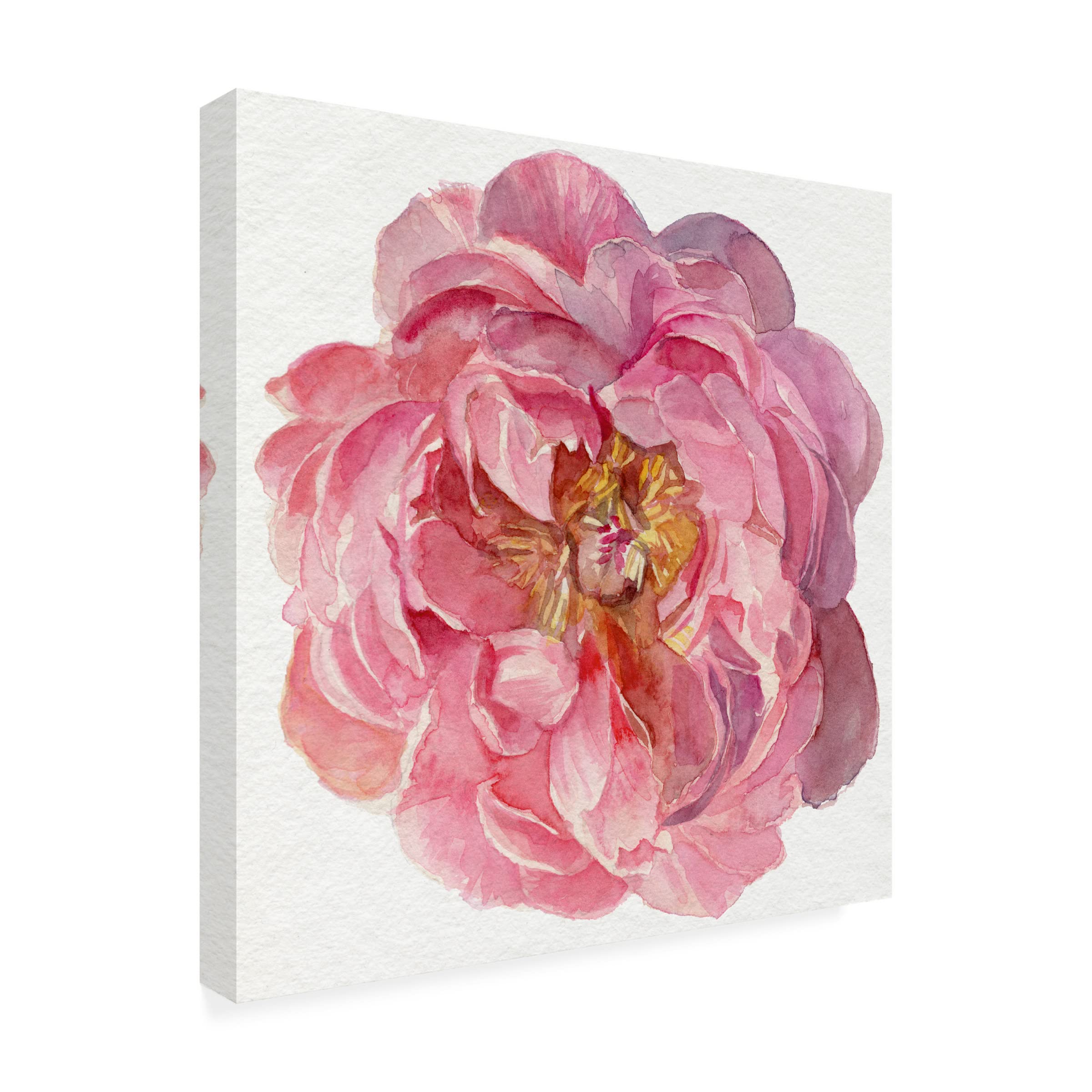 Jennifer Paxton Parker 'Blossomed Peony II' Floral Canvas Wall Art Print - Vibrant Peony Flower Painting for Living Room, Bedroom & Office Decor