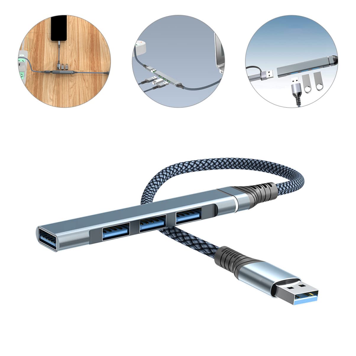 5-Port USB Hub, Aluminum Alloy USB Splitter for Laptop & PC - High-Speed Data Transfer, Multi-Device Charging Station - Perfect for Home Office, Gaming Setup & Travel Accessories