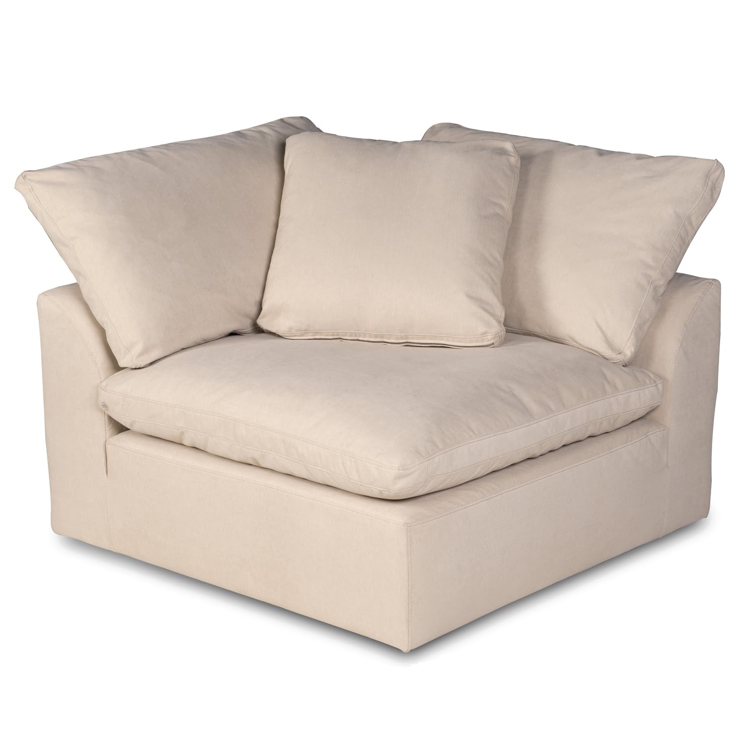 Sunset Trading Puff 3-Piece Fabric Slipcover Modular Sectional Sofa in Tan - Comfortable Living Room Furniture Set for Home Theater & Family Gatherings