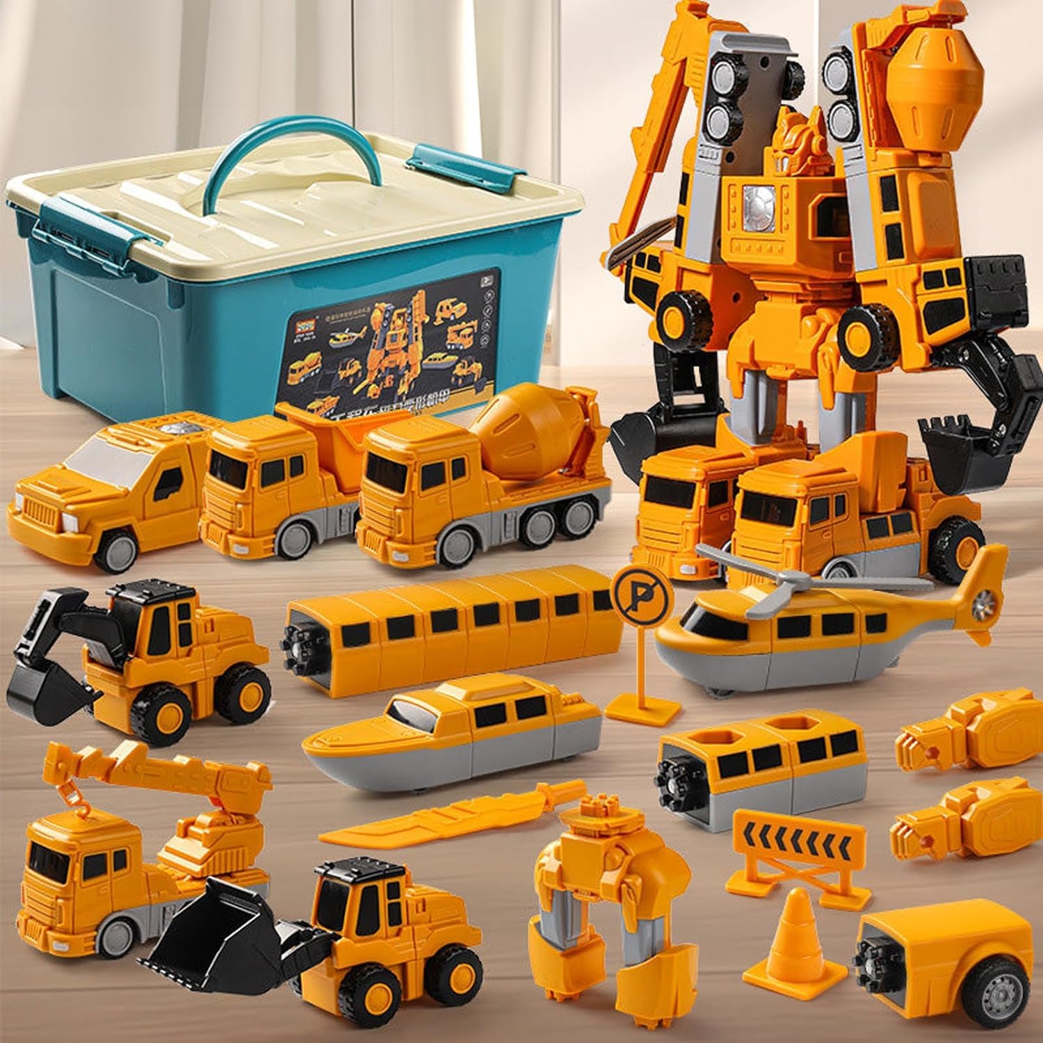Magnetic Transform Engineering Car Building Toys with Storage Box - 3-8 Year Old Kids STEM Learning Toys, Magnetic Blocks for Toddlers, Transforming Robot Toy for Boys & Girls - Perfect for Indoor & Outdoor Play, Birthday Gifts & Educational Activities
