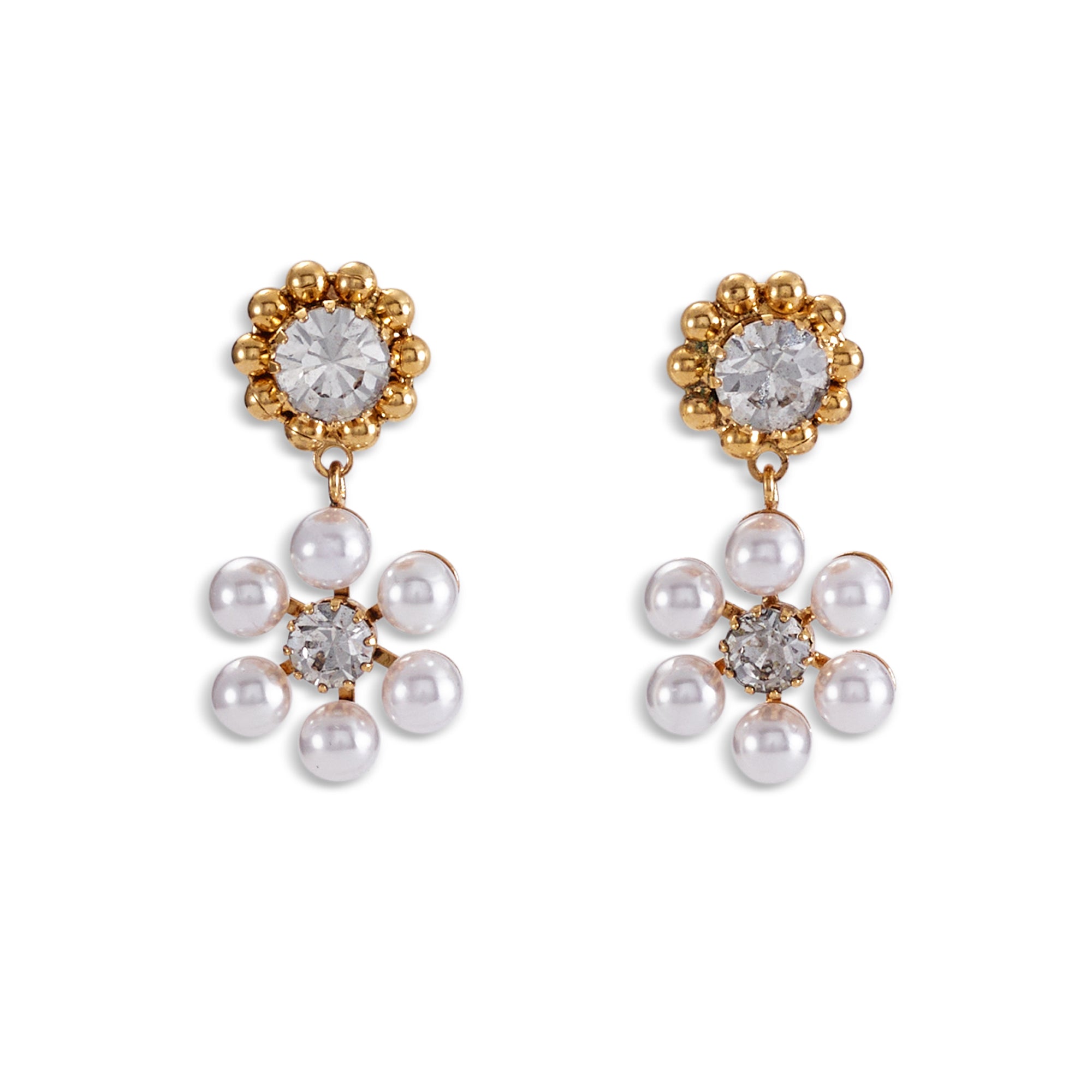 Elegant Hannah Floral Pearl & Crystal Drop Earrings for Women | Dainty Bridal Jewelry, Wedding Accessories, Party & Evening Wear