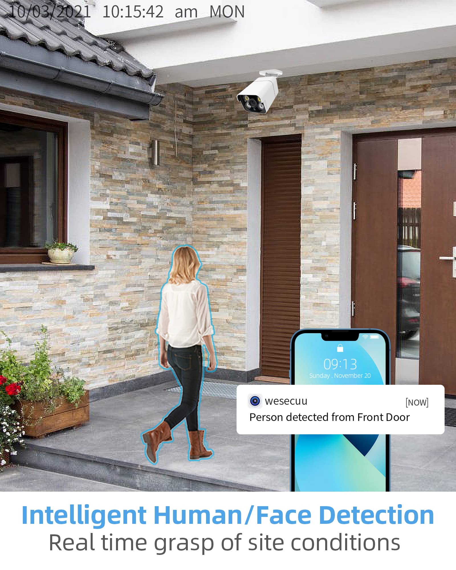 16CH Expandable WESECUU PoE Security Camera System - 4K CCTV Surveillance Kit with 8 Outdoor IP Cameras, 2-Way Audio, Human Detection & 3TB HDD for 24/7 Recording (POE4 KIT) - Perfect for Home Security, Business Monitoring & Property Surveillance