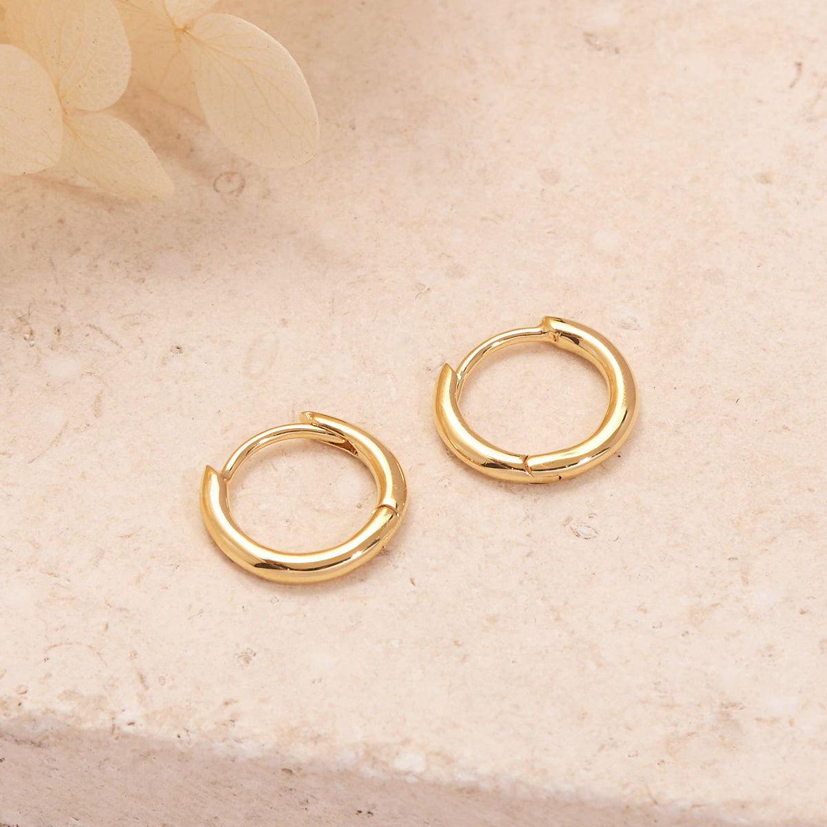14K Gold Round Huggie Hoop Earrings for Women - Minimalist Everyday Studs for Work, Date Night & Gifting