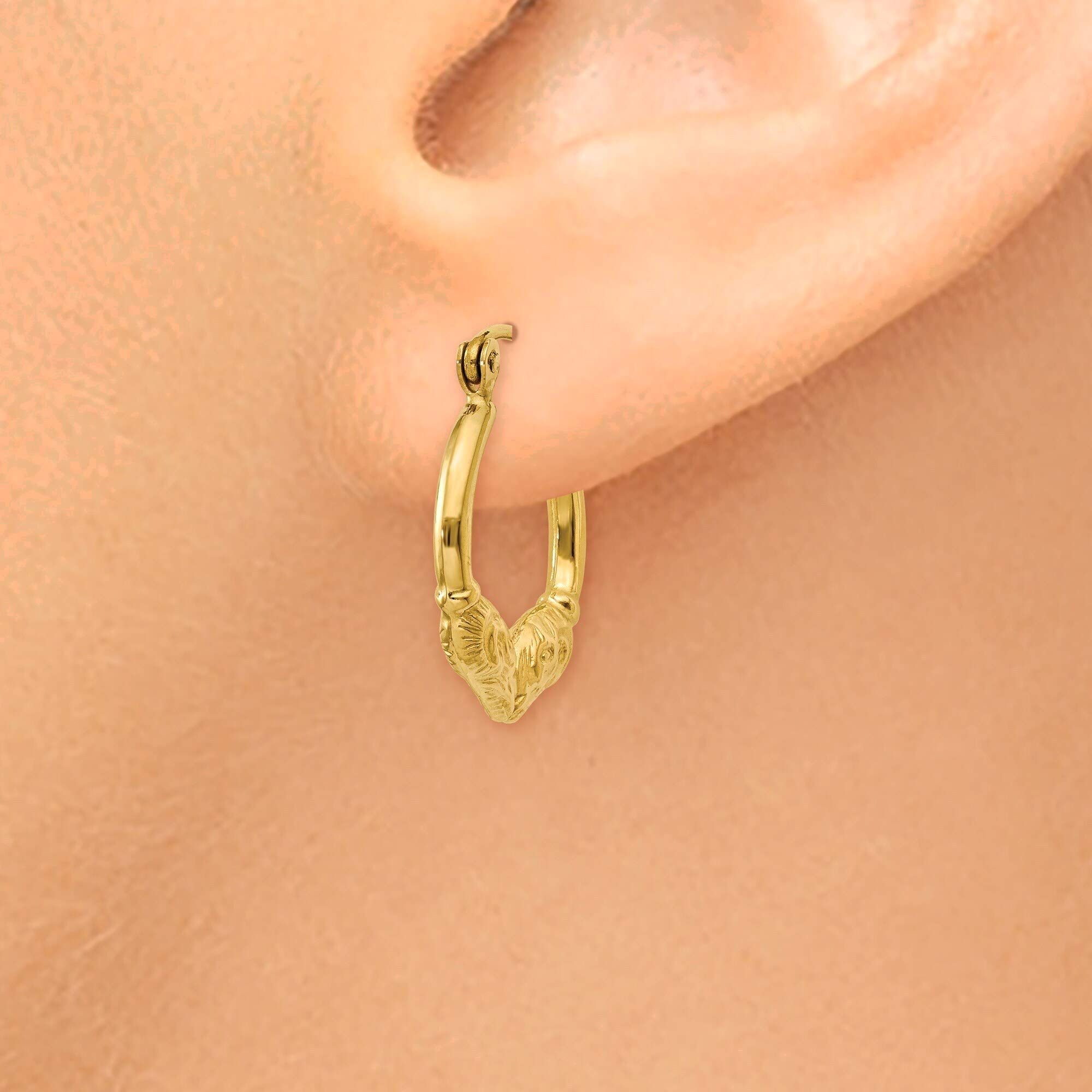 14K Yellow Gold Ram Head Hoop Earrings - Stylish Zodiac Aries Jewelry for Women, Perfect for Daily Wear, Parties & Gifts
