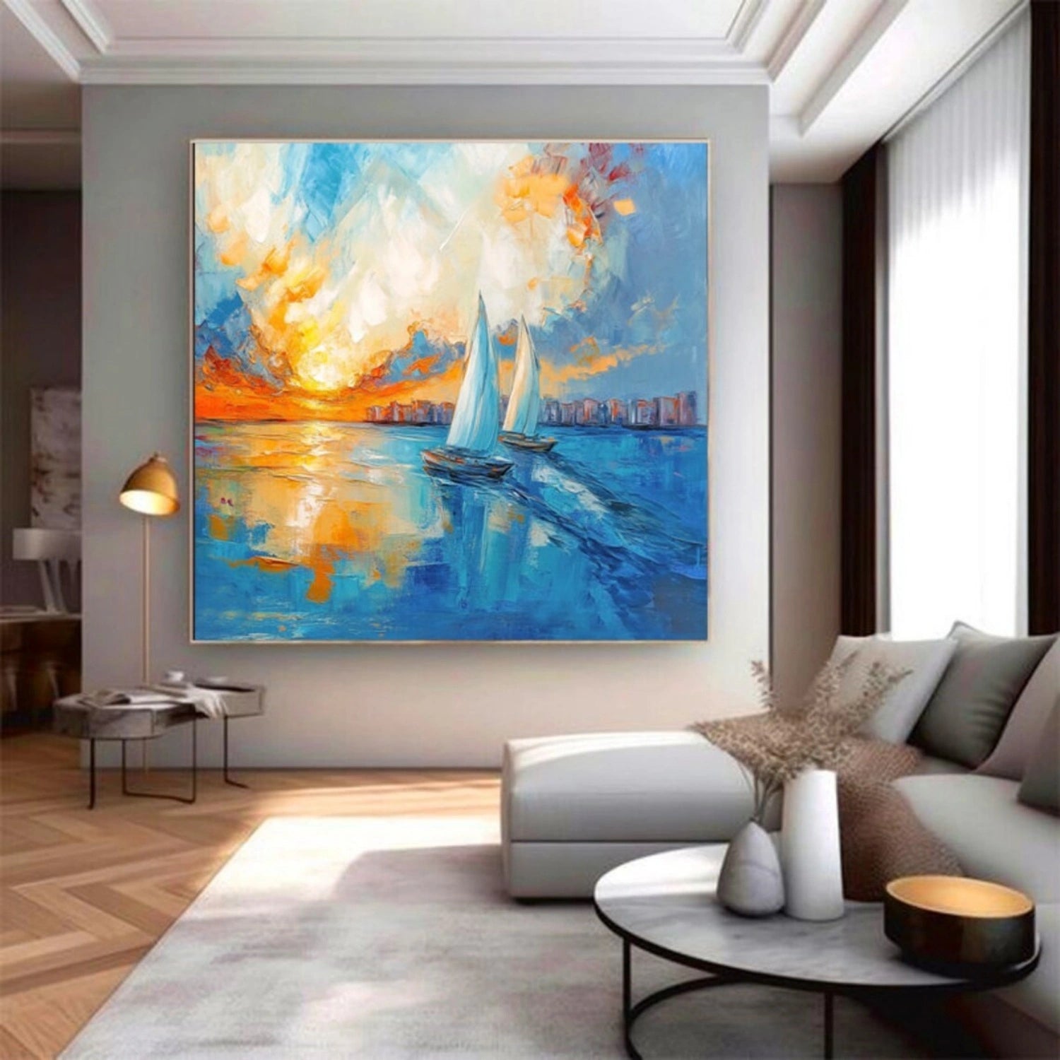 Ocean and Sky Painting #OS 225 - Stunning Seascape Wall Art for Home & Office Decor - Perfect for Living Room, Bedroom or Beach House