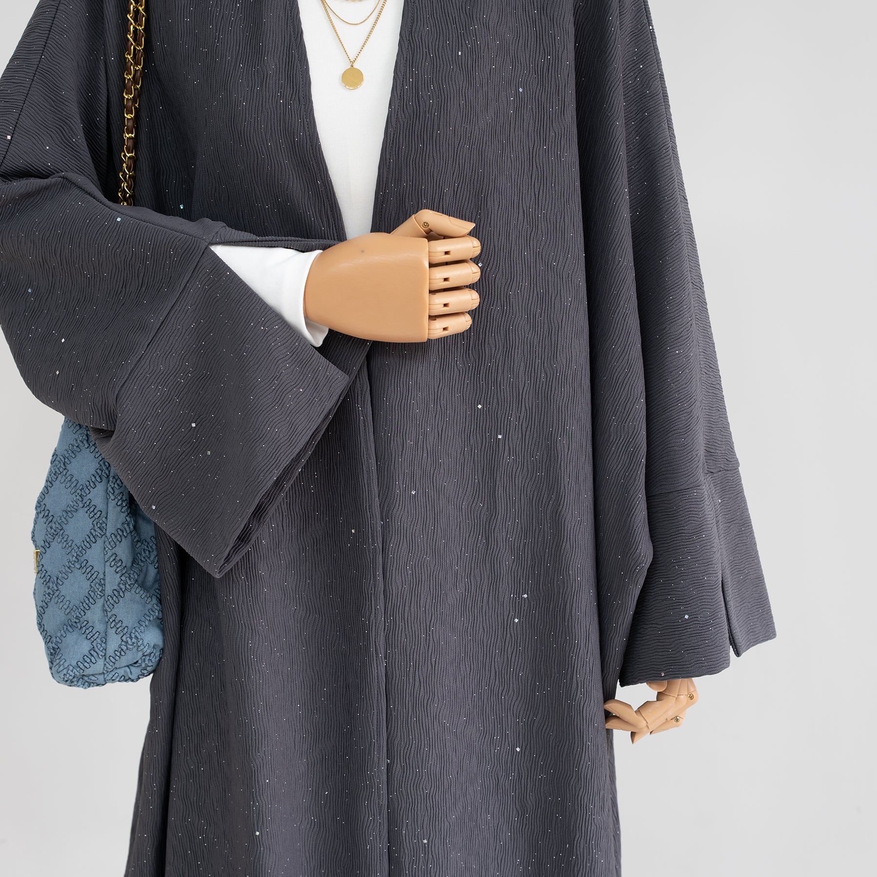 Dera Textured Fall Winter Duster Coat for Women - Gray Long Open Front Cardigan - Perfect for Office, Casual Outfits & Layering in Cold Weather