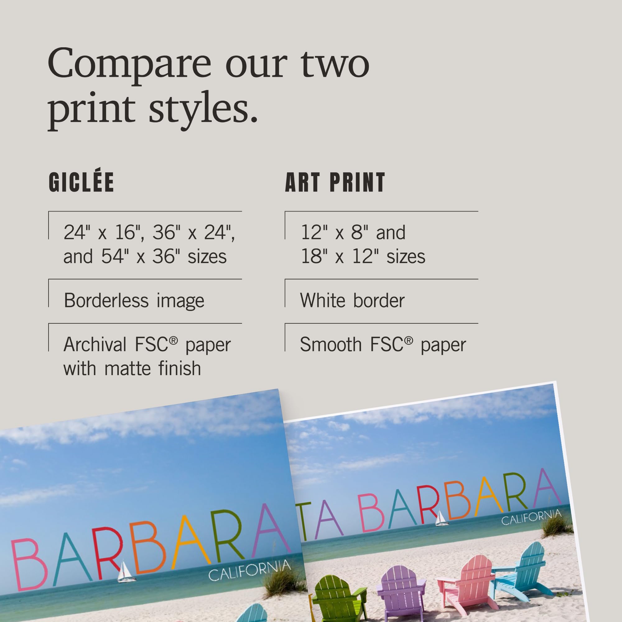 Lantern Press 16x24 Inch Giclee Art Print - Santa Barbara California Coastal Wall Decor with Vibrant Beach Chairs | Perfect for Living Room, Bedroom & Office Artwork